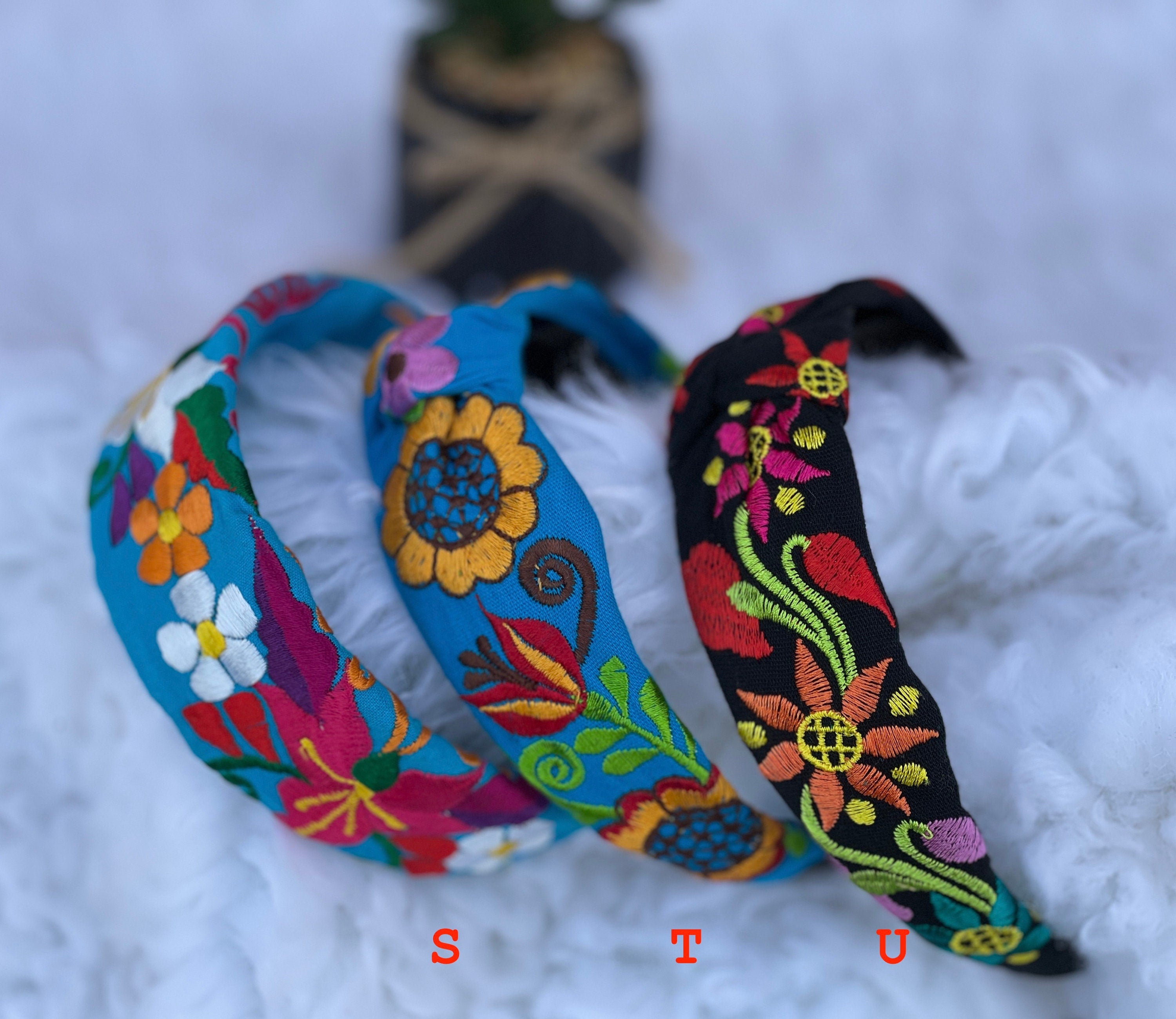 Image of Hand Embroidered Sunflower Headbands - Artisanal Headbands - Handcrafted Headbands