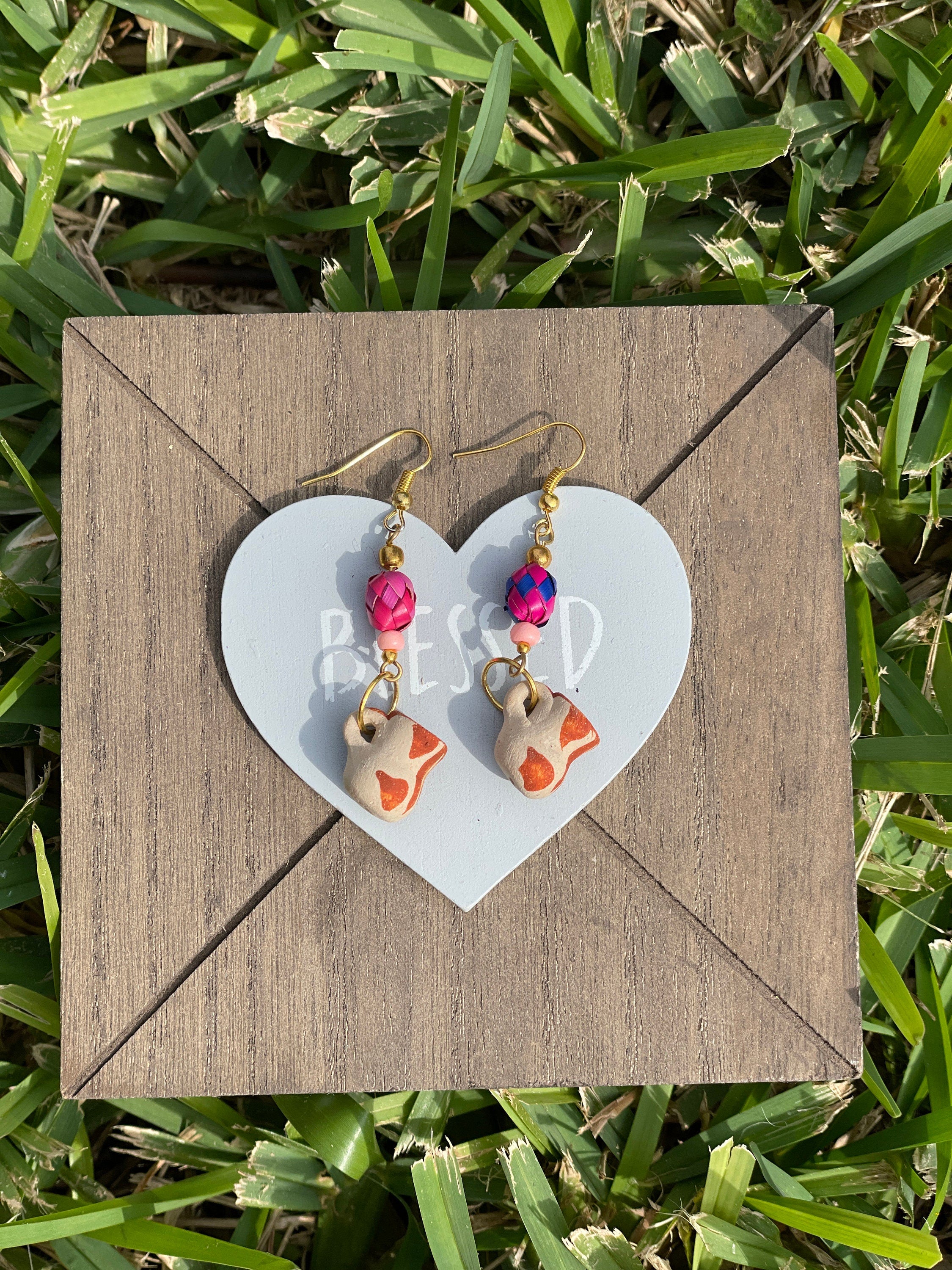 Image of Beautiful Handmade Artisanal Earrings - Mexican Pottery Earrings