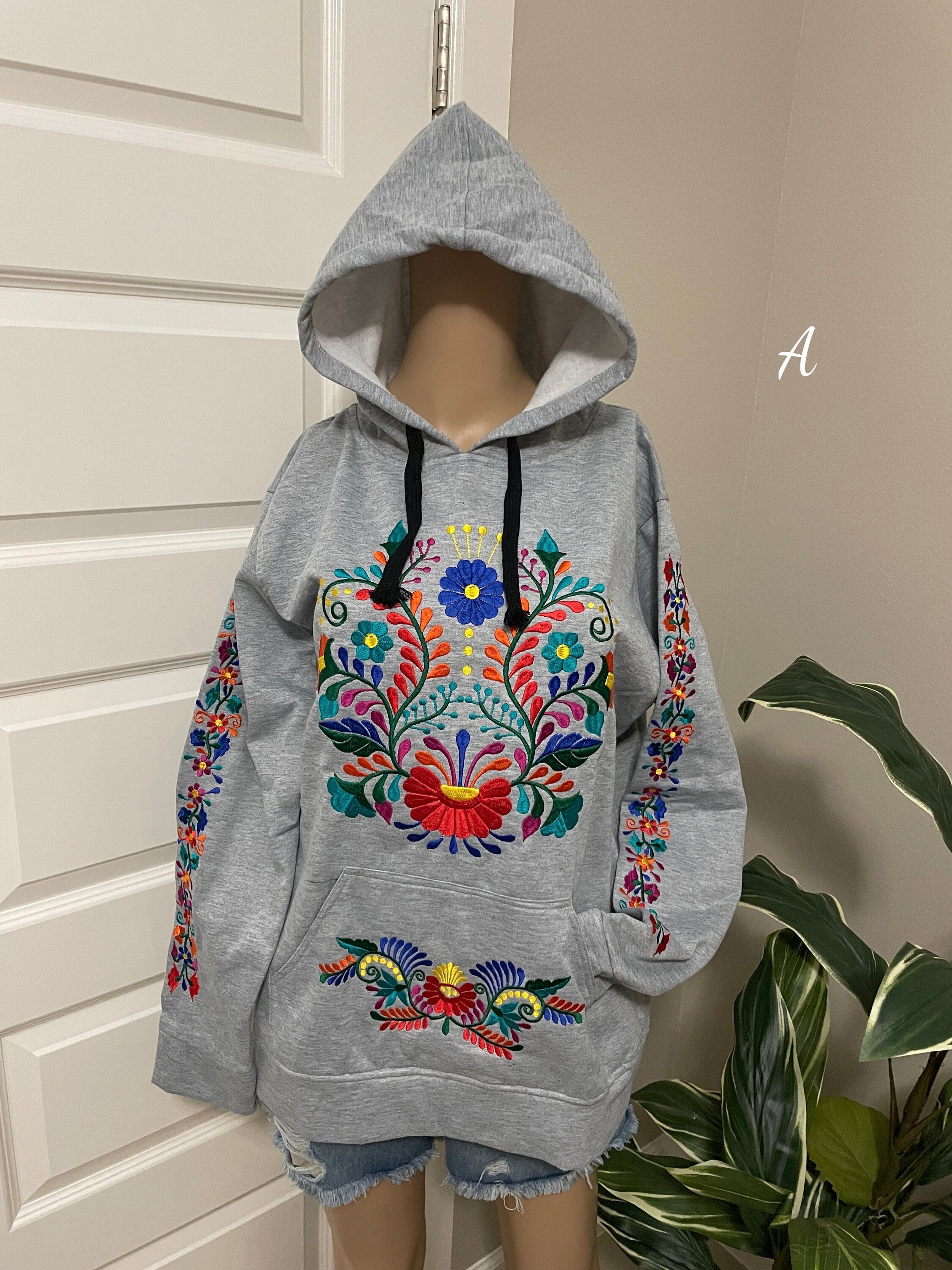 Image of Medium size - Mexican Embroidered Pullover Sweaters - Floral Embroidered Sweaters