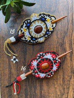 Image of Gorgeous Hand Beaded Hair Stick Barrette - Handmade Barrette - Artisanal Hair Accessory
