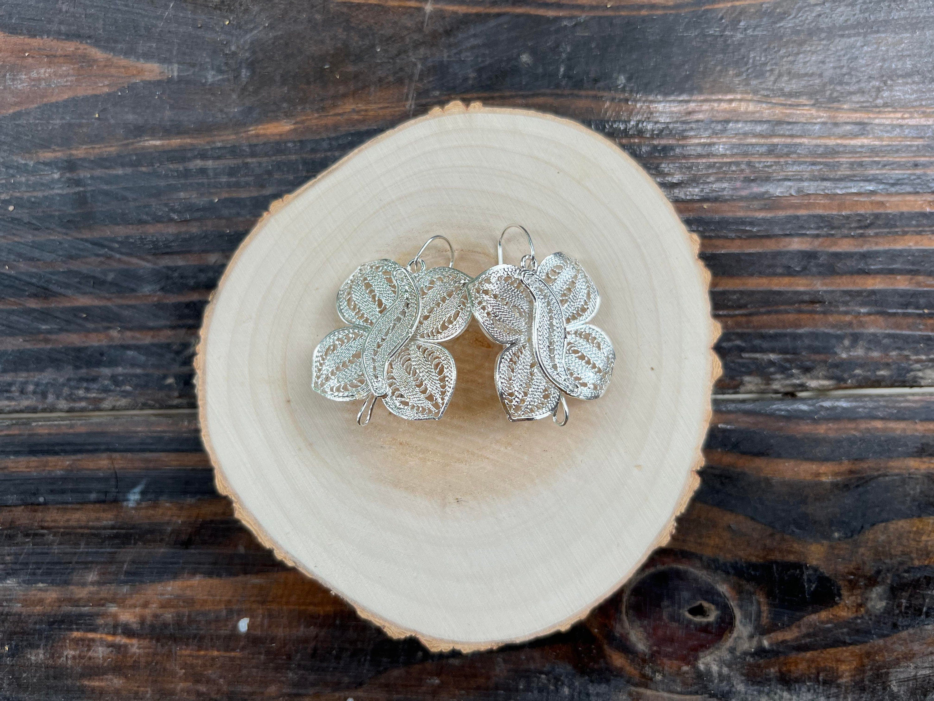 Image of Mariposa - Mexican Artisanal Earrings- Beautiful Filigree Gold Plated Butterfly Folkloric Earrings made by our Oaxaca Artisan Partners