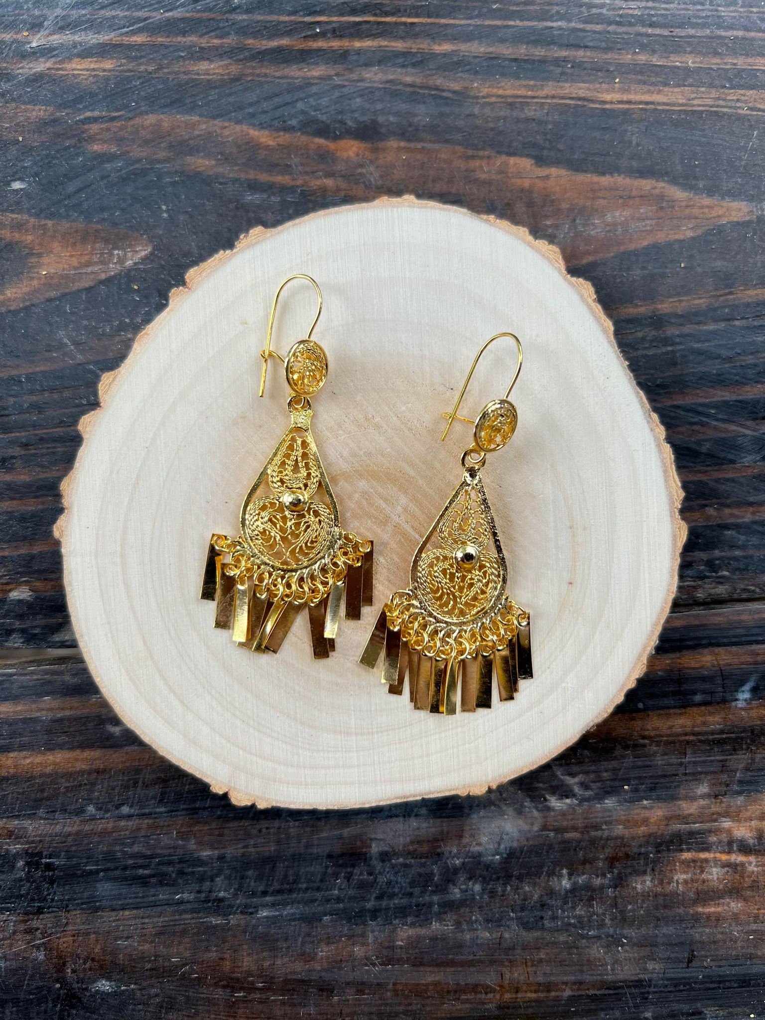 Gota Rellena - Mexican Artisanal Earrings- Beautiful Filigree Gold Plated Rain Drop Folkloric Earrings made by our Oaxaca Artisan Partners