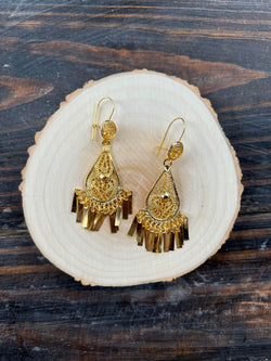 Image of Gota Rellena - Mexican Artisanal Earrings- Beautiful Filigree Gold Plated Rain Drop Folkloric Earrings made by our Oaxaca Artisan Partners