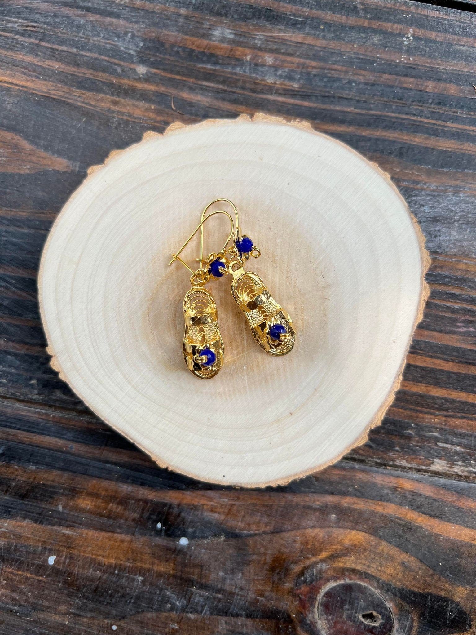 Image of Huarachito -Inspired Artisanal Mexican Traditional Earrings - Filigree Gold Plated Folkloric Earrings made by our Oaxaca Artisan Partners