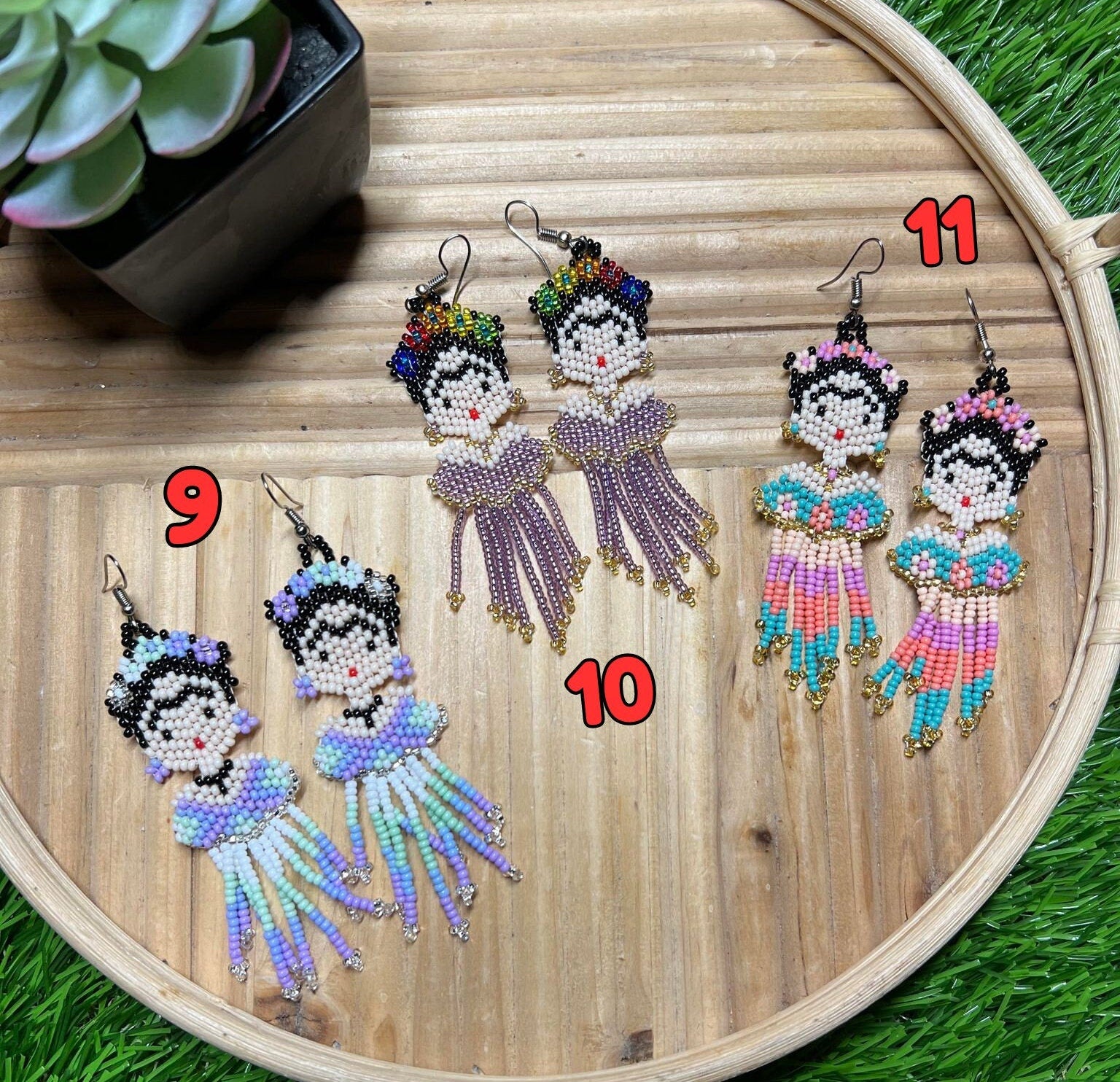 Image of Beautiful Beaded Handmade Frida Earrings - Artisan Made Jewelry