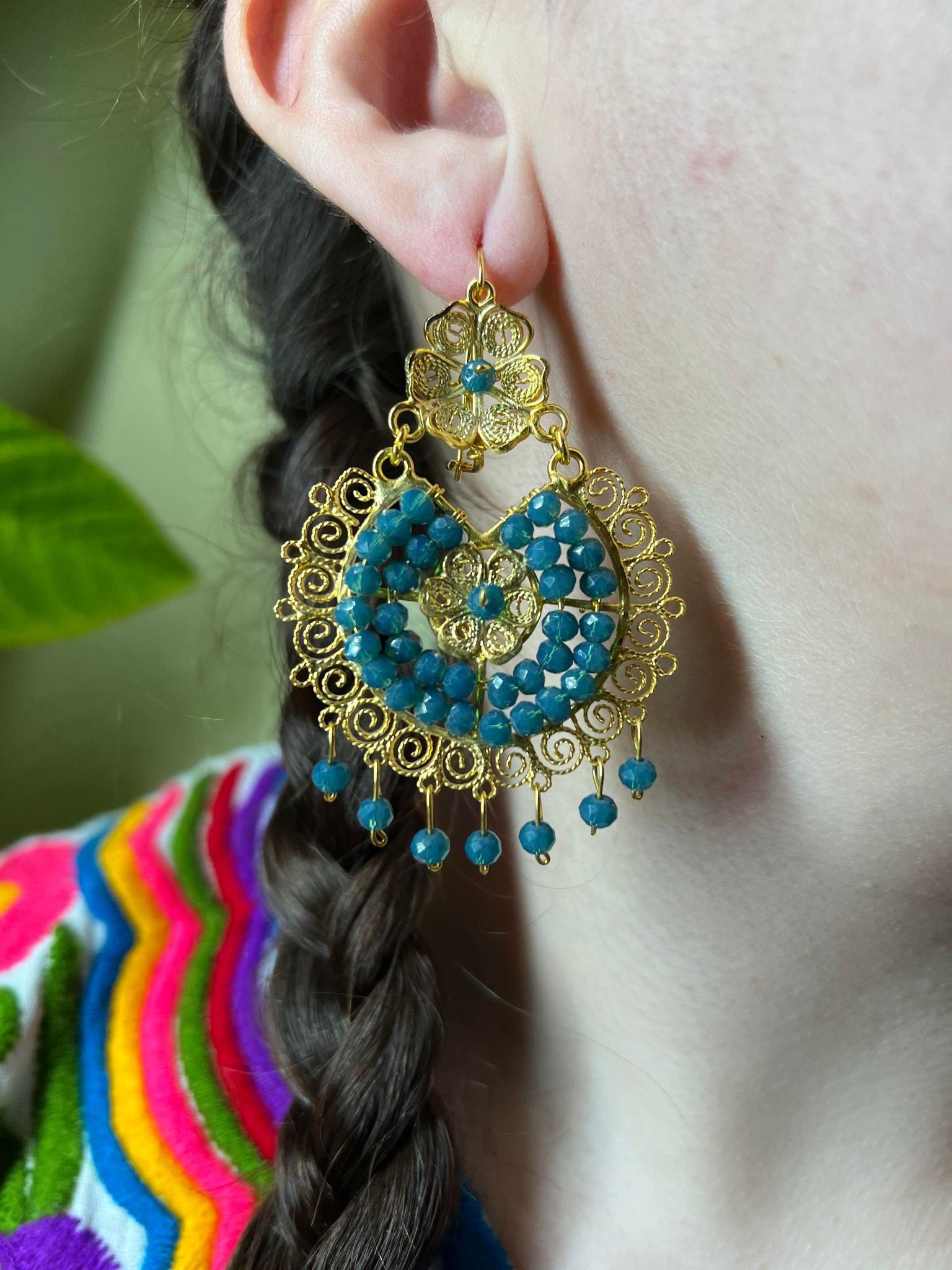 Image of Elegant Oaxacan Filigree Earrings - Handcrafted Gold Jewelry for Festive Vibes