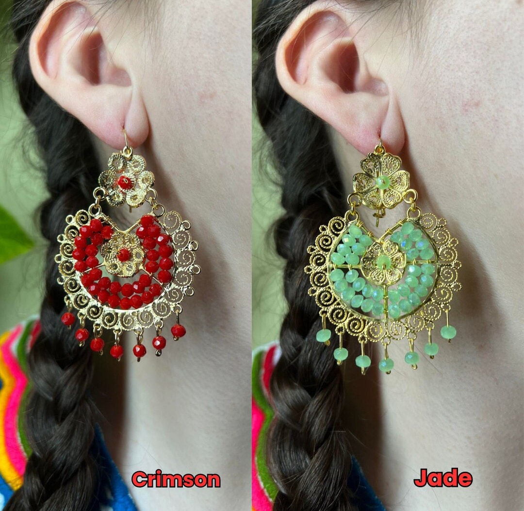 Image of Elegant Oaxacan Filigree Earrings - Handcrafted Gold Jewelry for Festive Vibes