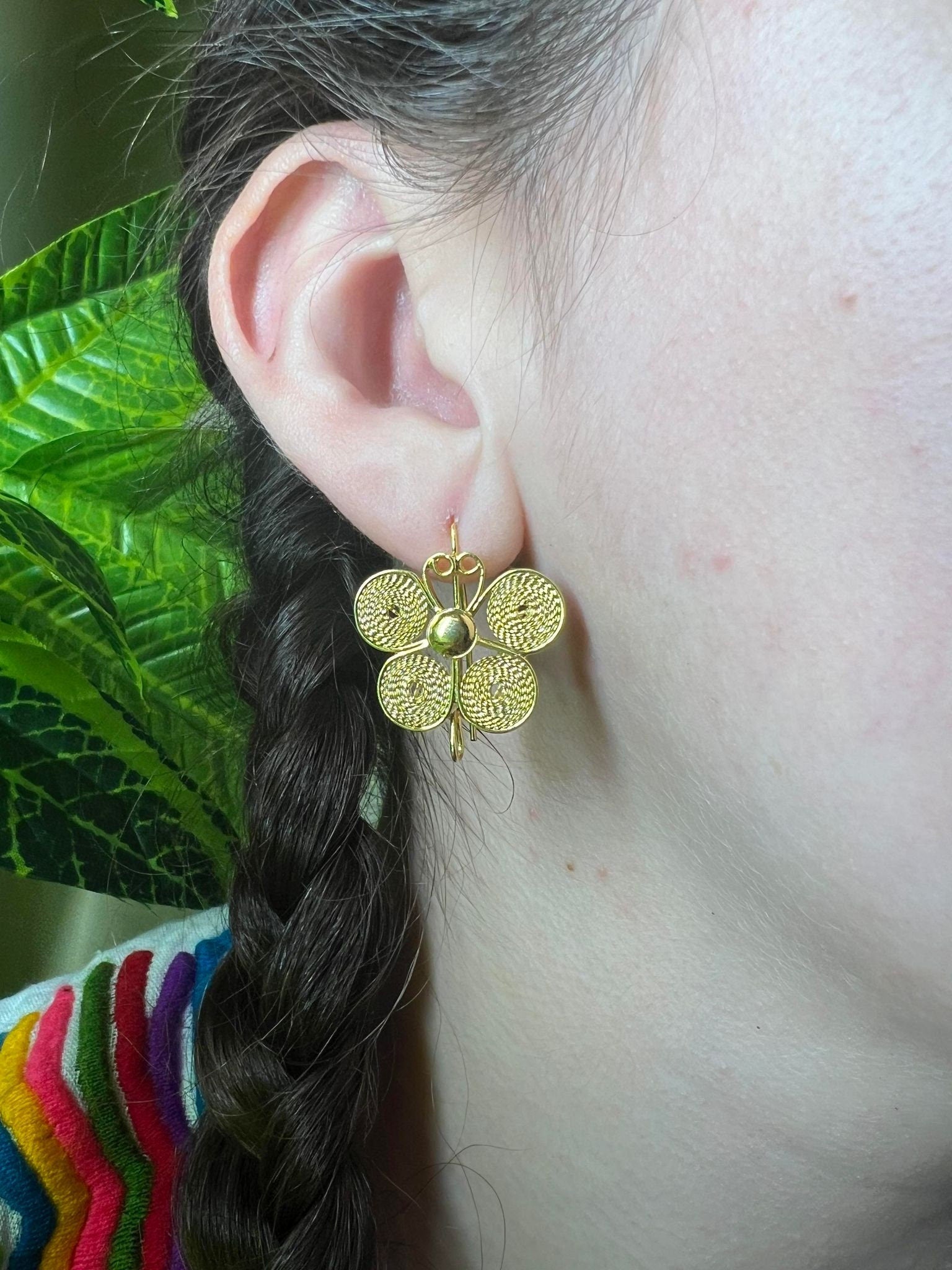 Image of Mariposita - Mexican Artisanal Earrings- Beautiful Filigree Gold Plated Butterfly Folkloric Earrings made by our Oaxaca Artisan Partners