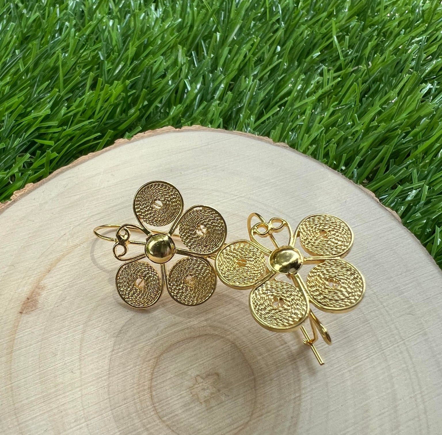 Image of Mariposita - Mexican Artisanal Earrings- Beautiful Filigree Gold Plated Butterfly Folkloric Earrings made by our Oaxaca Artisan Partners