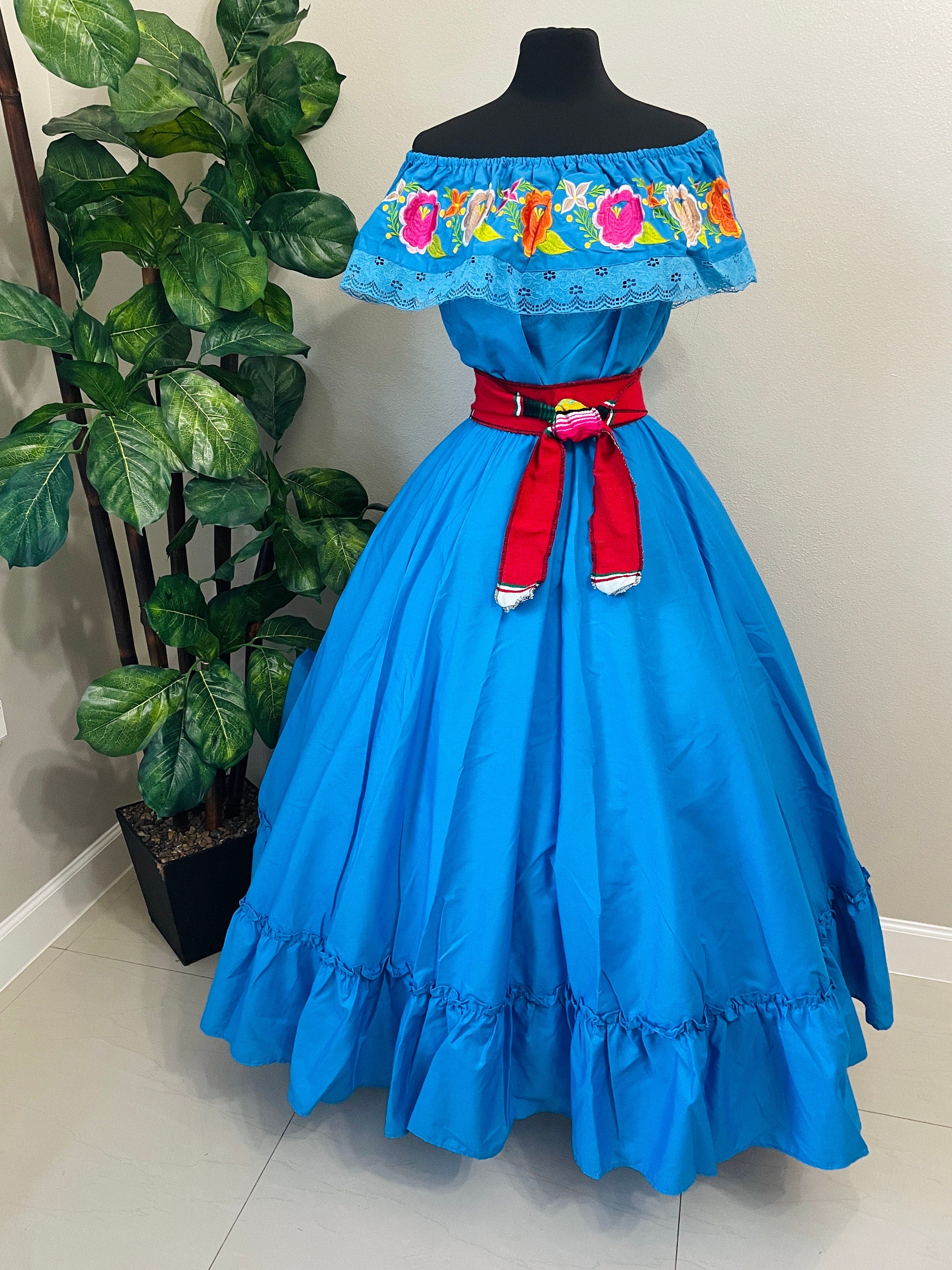 Women's Folklorico Outfit, Dance Outfit, Elena Outfit, Halloween Custome, Mexican Culture Costume, Cinco de Mayo - Handmade Women
