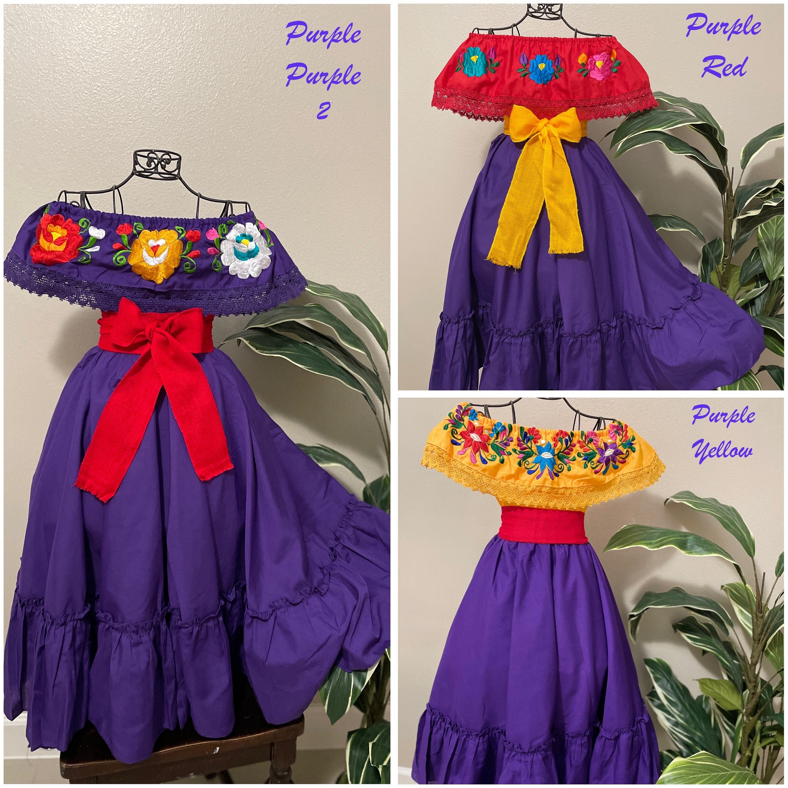 Beautiful Mexican Embroidered Blouse and Skirt Set -Traditional Girls Set - Handmade Authentic Clothing