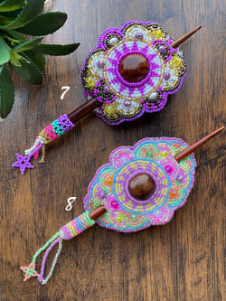 Image of Gorgeous Hand Beaded Hair Stick Barrette - Handmade Barrette - Artisanal Hair Accessory