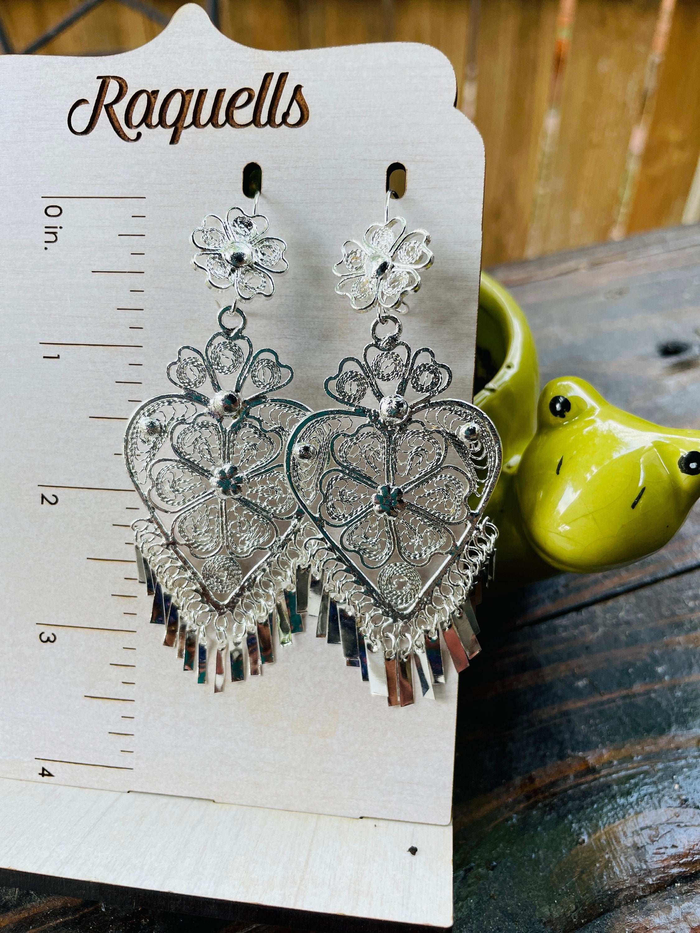 Image of Heart-Traditional Mexican Artisanal Earrings - Gold Plated Beautiful Folkloric Earrings made by our Oaxaca Artisan Partners
