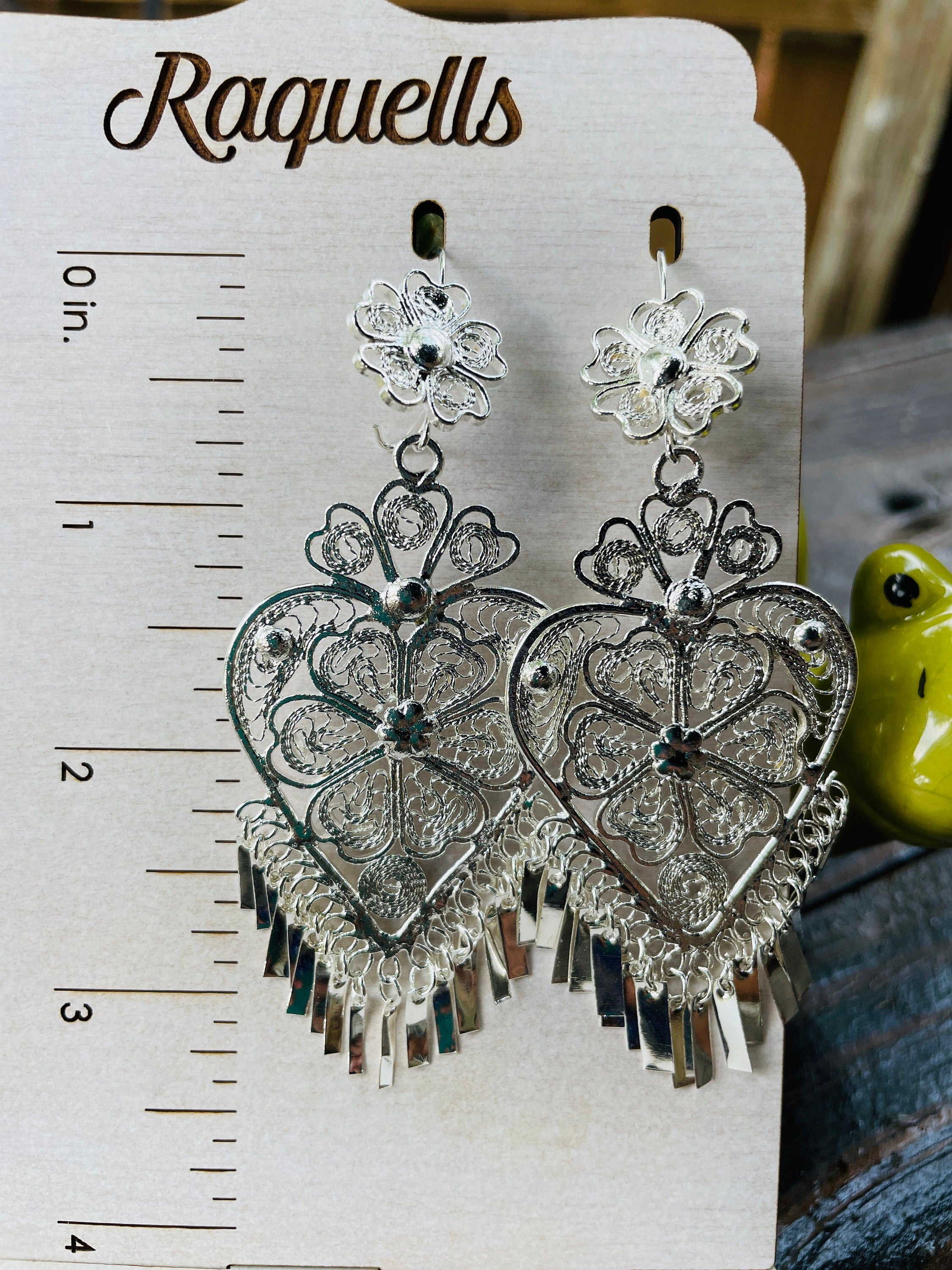 Image of Heart-Traditional Mexican Artisanal Earrings - Gold Plated Beautiful Folkloric Earrings made by our Oaxaca Artisan Partners