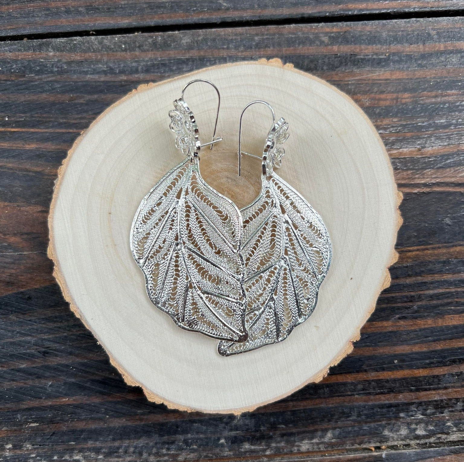 Image of Hoja Inspired Mexican Earrings - Handcrafted Gold Plated Folkloric Artisan Jewelry- Made by our Oaxaca Artisan Partners