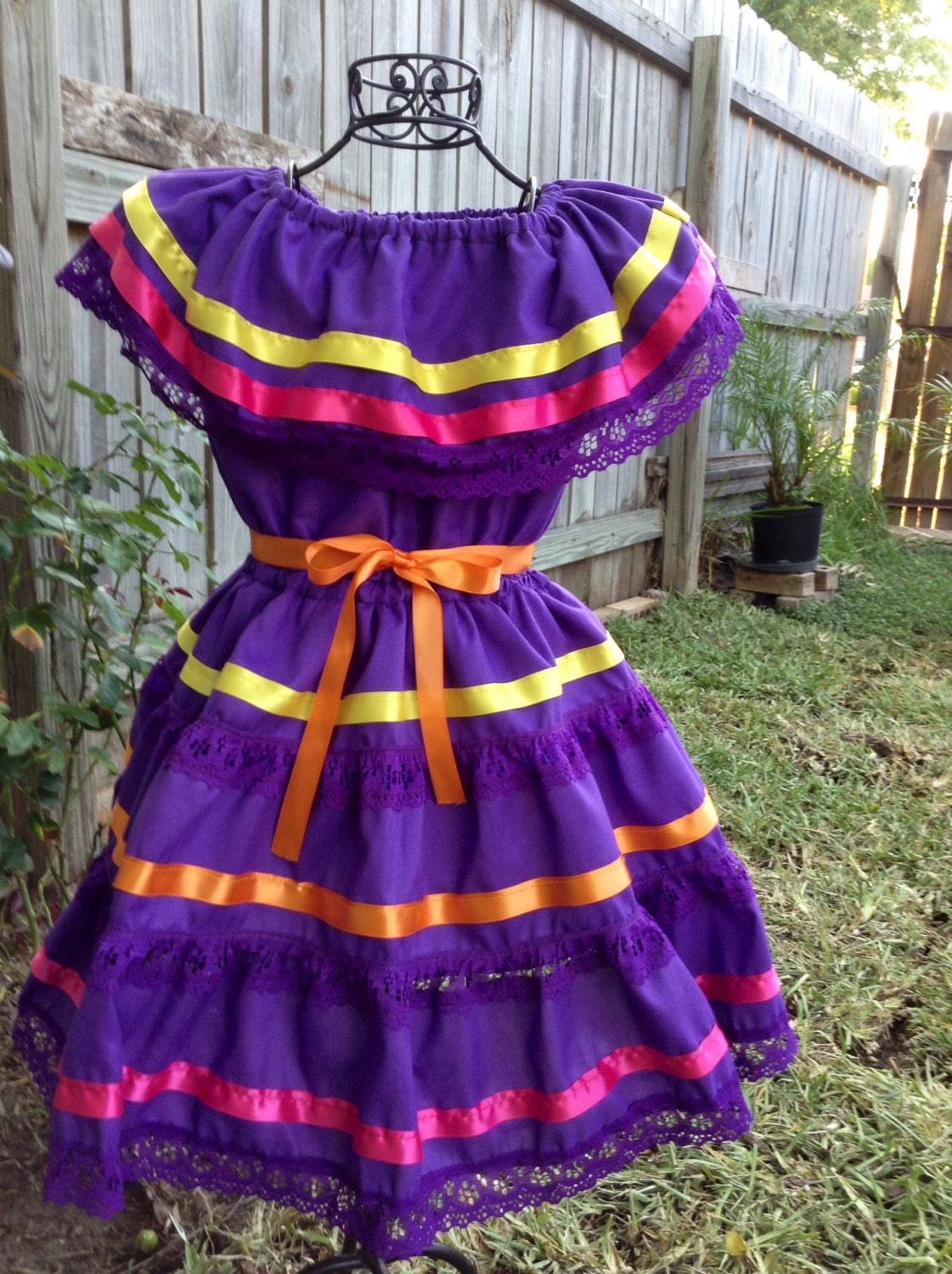 Image of Fiesta Alegría Girl’s Dress – Vibrant Handmade Ribbons Dress for Fiestas, Pageants and Birthdays