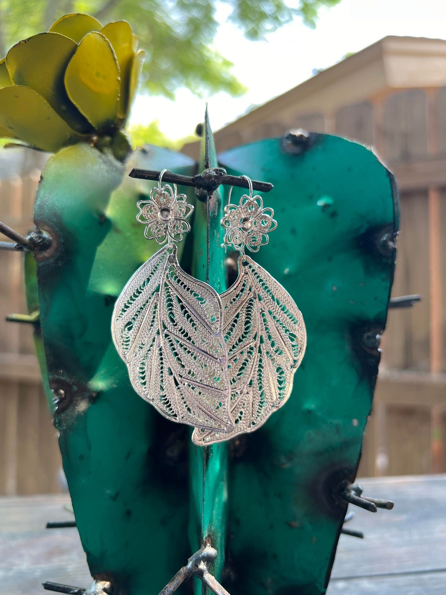 Image of Hoja Inspired Mexican Earrings - Handcrafted Gold Plated Folkloric Artisan Jewelry- Made by our Oaxaca Artisan Partners
