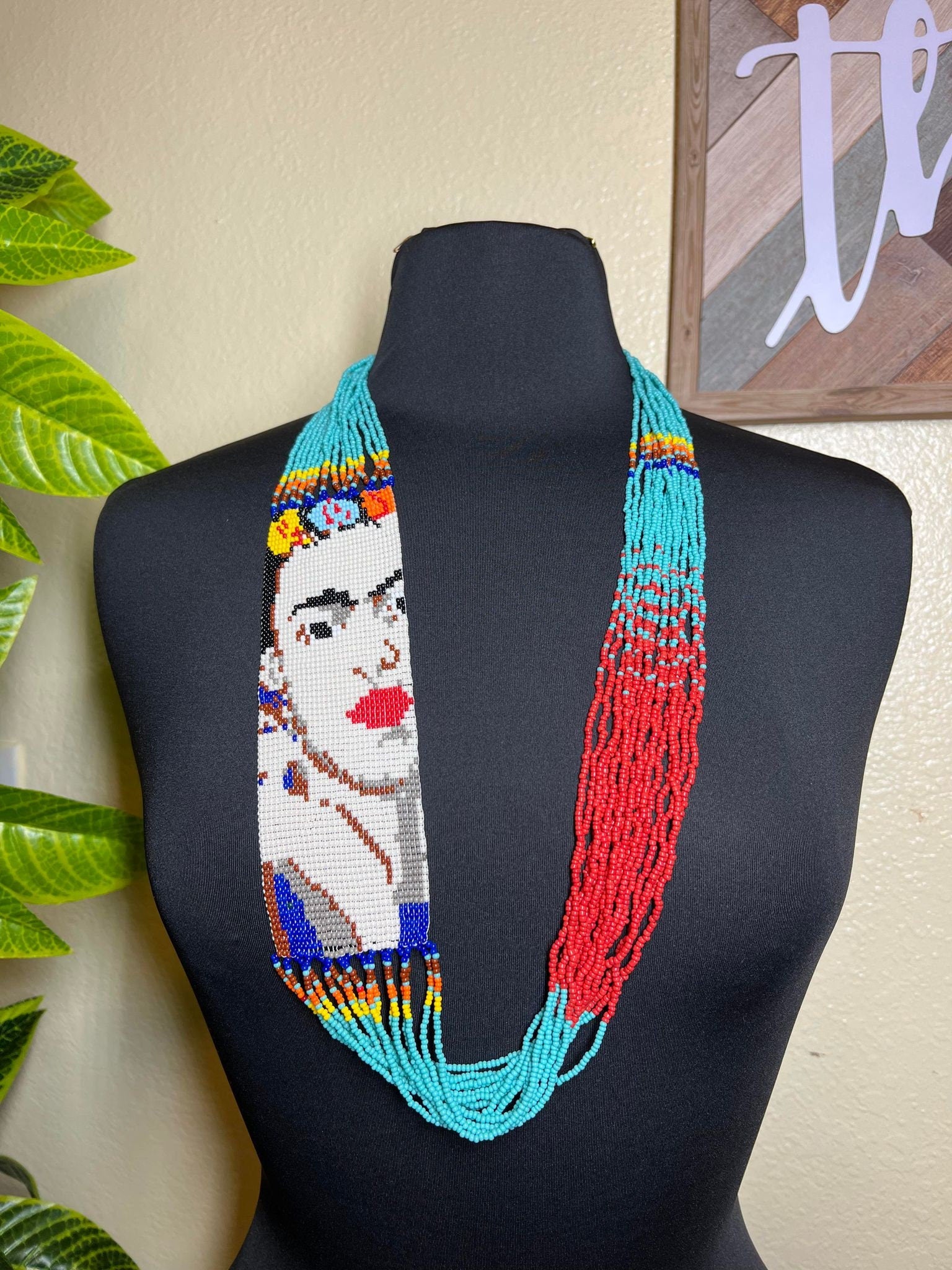 Image of Beautiful Artisanal Mexican Beaded Frida Necklace - Made by our Oaxaca Artisan Partners