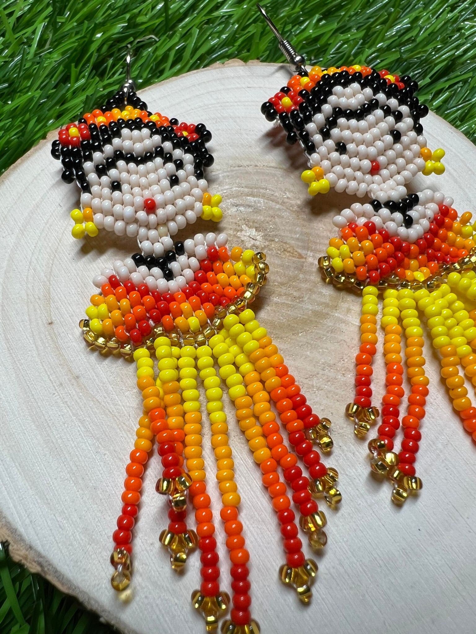 Image of Beautiful Beaded Handmade Frida Earrings - Artisan Made Jewelry