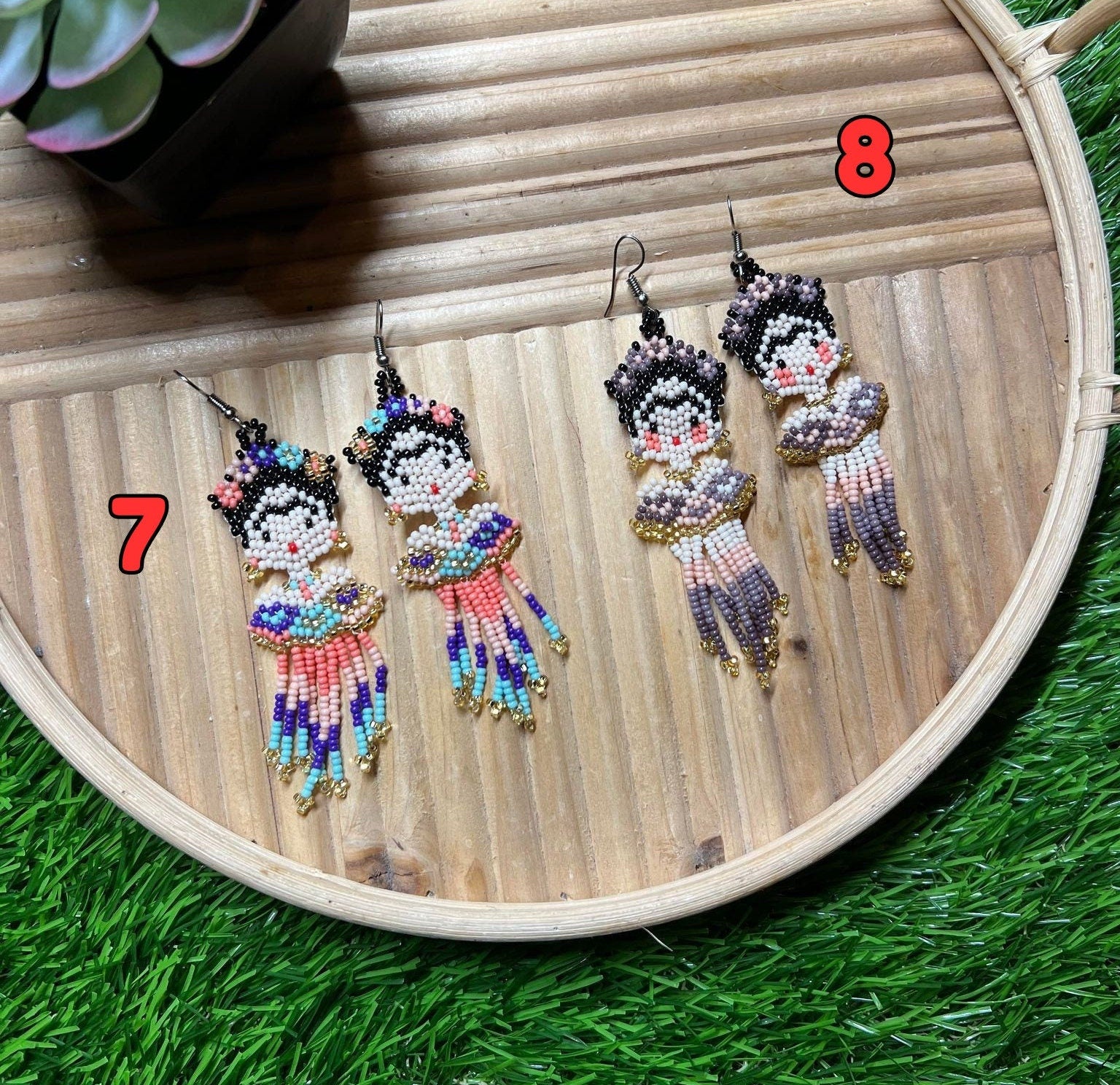 Image of Beautiful Beaded Handmade Frida Earrings - Artisan Made Jewelry