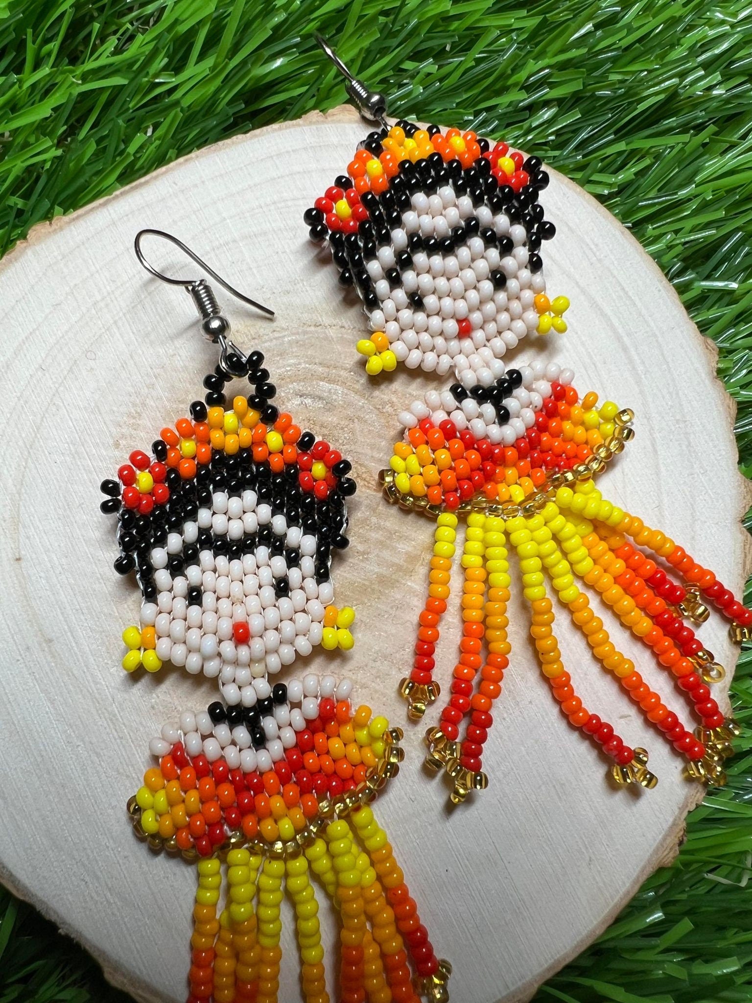 Image of Beautiful Beaded Handmade Frida Earrings - Artisan Made Jewelry