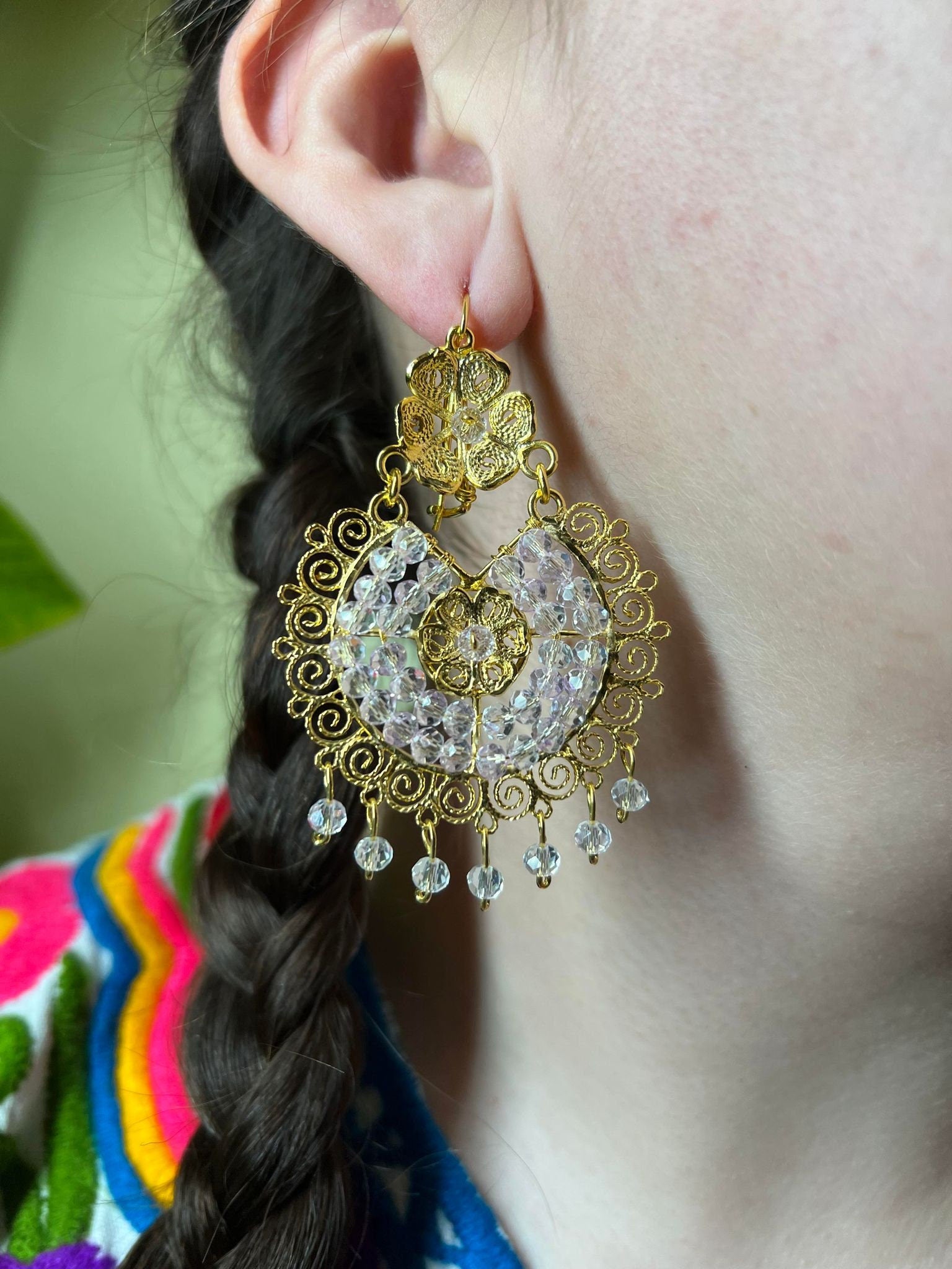 Image of Elegant Oaxacan Filigree Earrings - Handcrafted Gold Jewelry for Festive Vibes