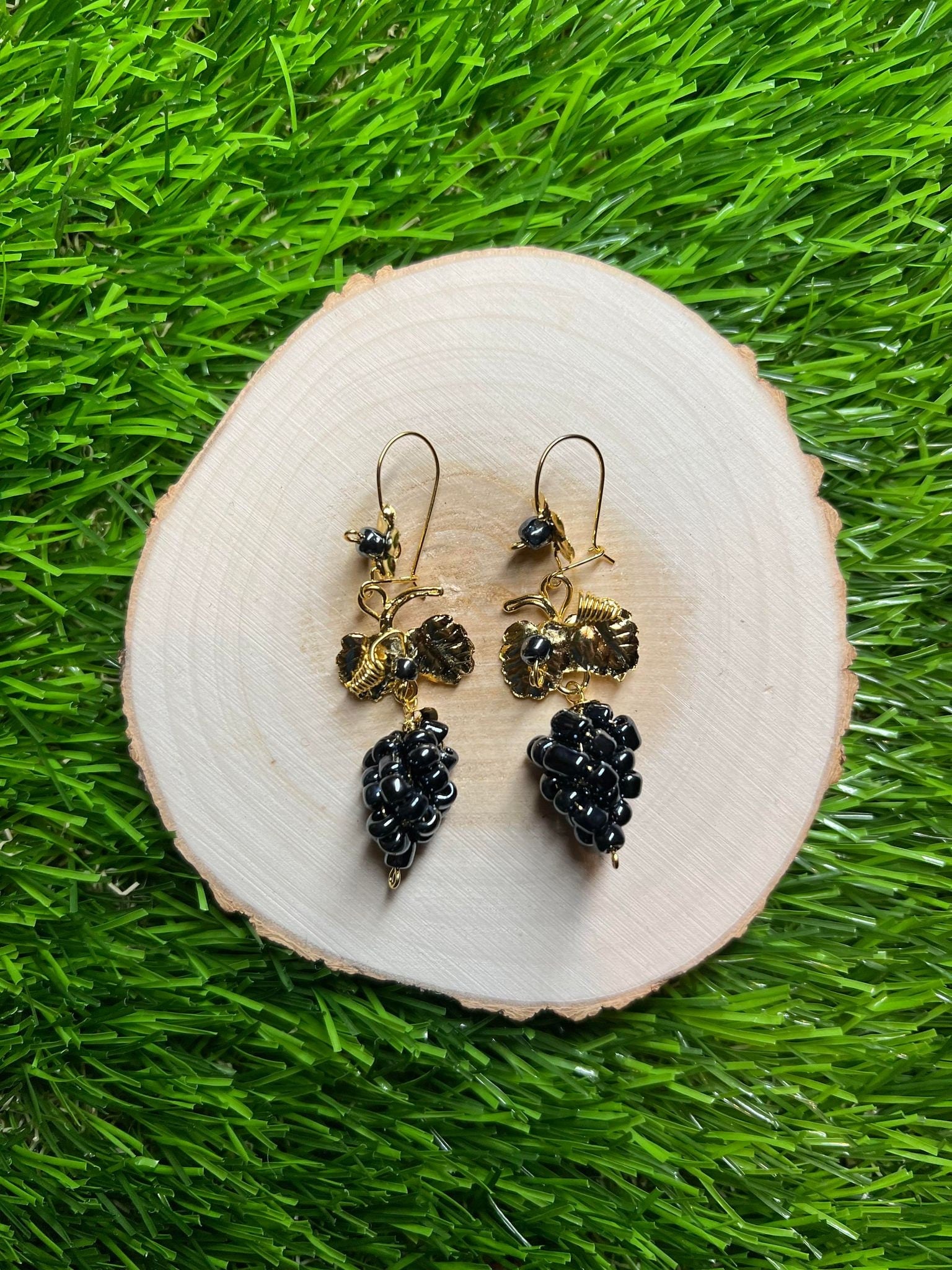 Gorgeous Uva-Inspired Elegant Mexican Artisanal Gold-Plated Filigree Earrings - Beautiful Folkloric Earrings made by our Oaxaca Partners