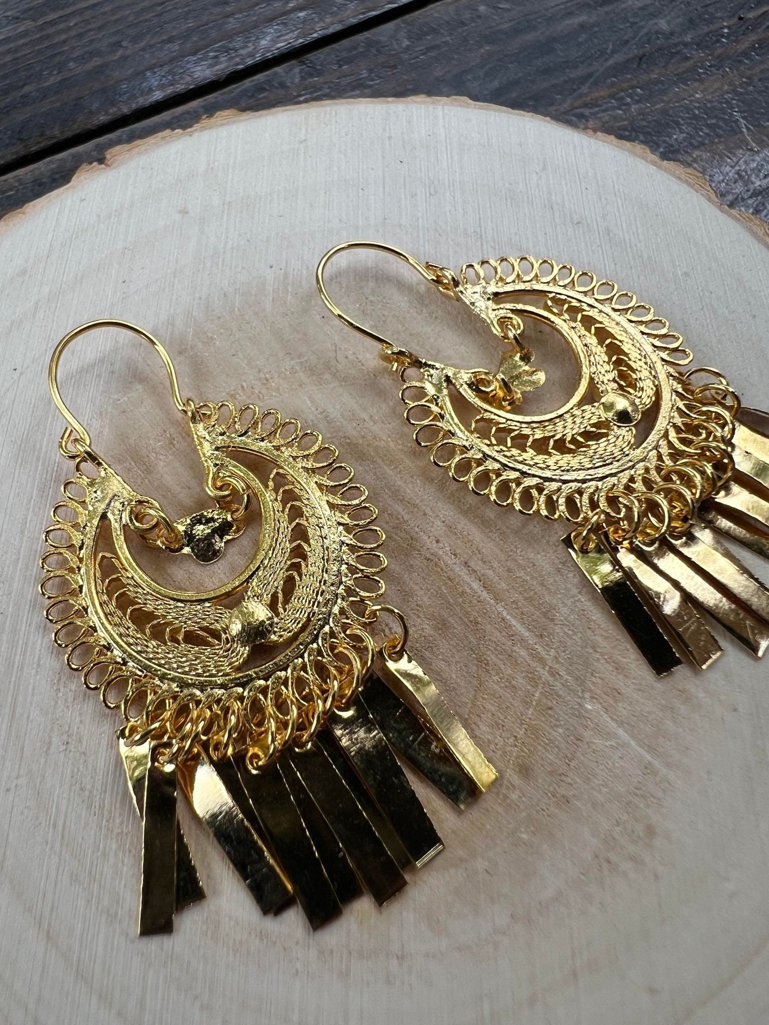 Image of India 5cm -Traditional Mexican Artisanal Earrings - Gold Plated Circular Floral Folkloric Earrings made by our Oaxaca Artisan Partners
