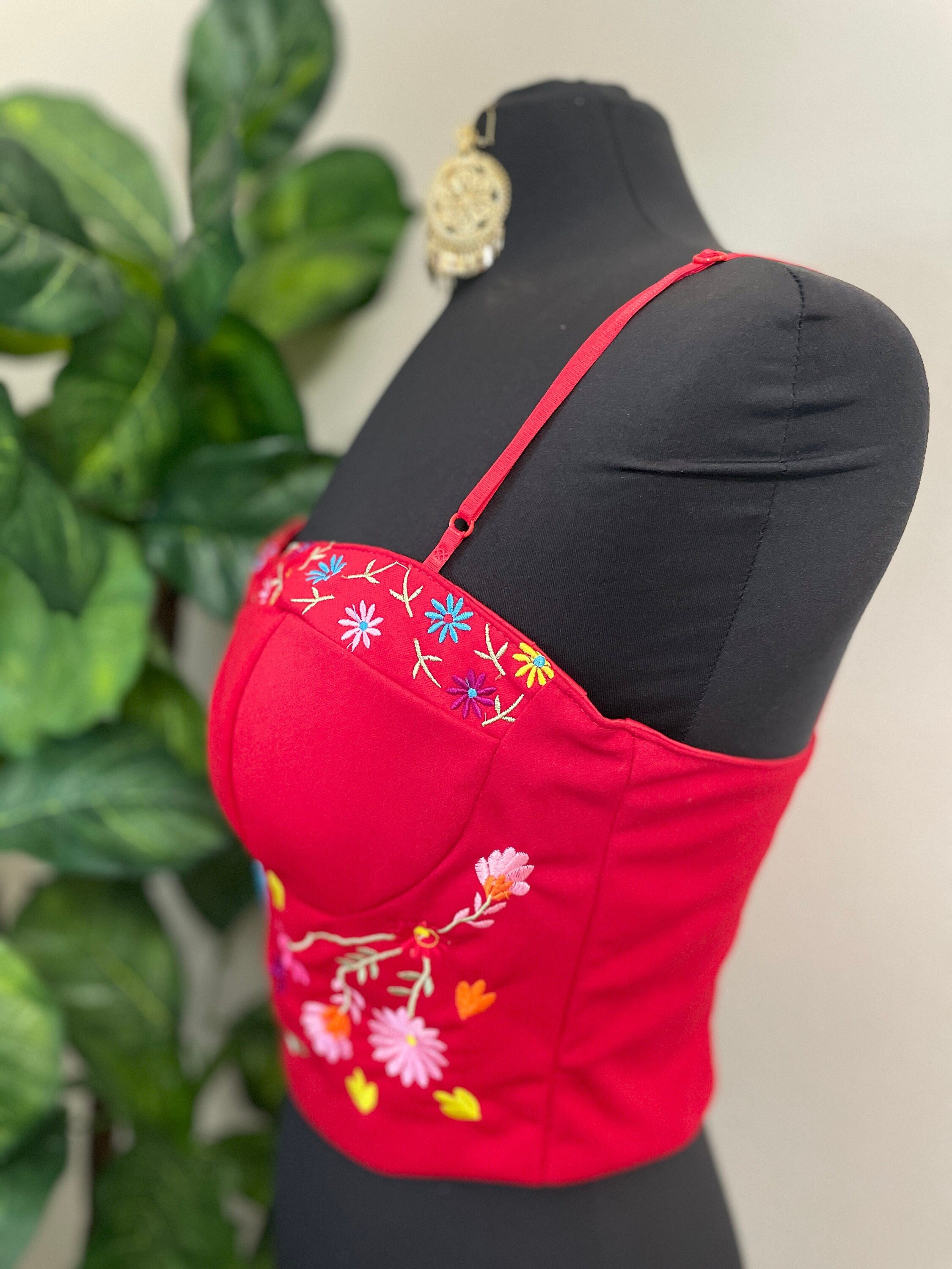 Image of Summertime Mexican Halter Blouses - Artisan Made Embroidered Blouses - Floral Halter Blouse