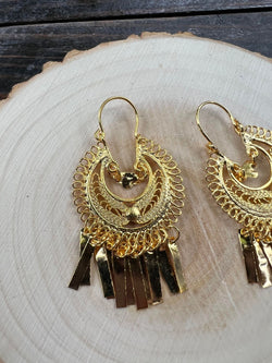 Image of India 5cm -Traditional Mexican Artisanal Earrings - Gold Plated Circular Floral Folkloric Earrings made by our Oaxaca Artisan Partners