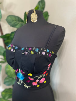 Image of Summertime Mexican Halter Blouses - Artisan Made Embroidered Blouses - Floral Halter Blouse