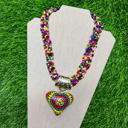 Image of Hand Painted Artisanal Wooden Necklace - Mexican Wooden Necklace and Earring Set - Mexican Necklace made by our Oaxaca Artisan Partners