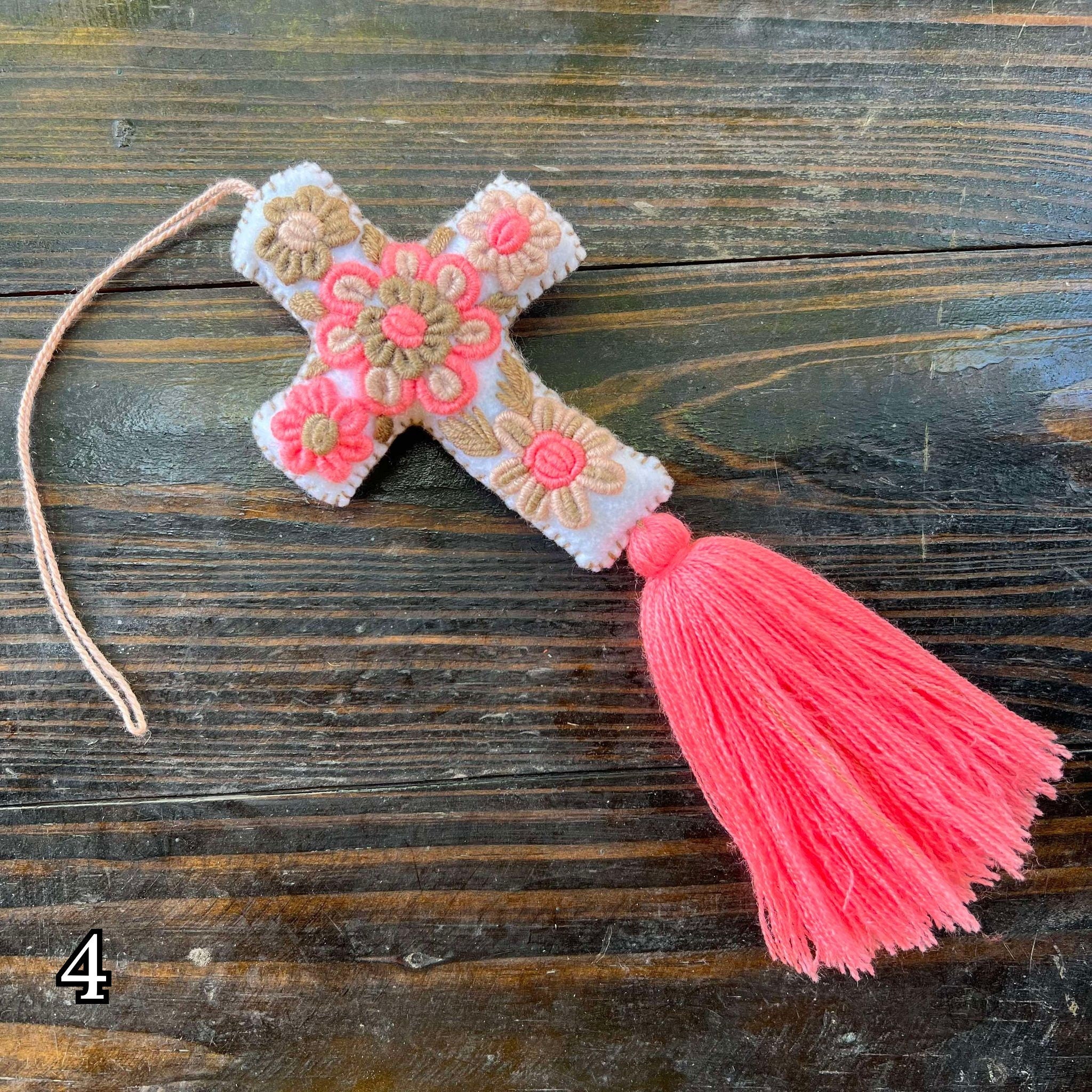 Image of Handmade & Hand-embroidered, Cross keychain or handbag charm