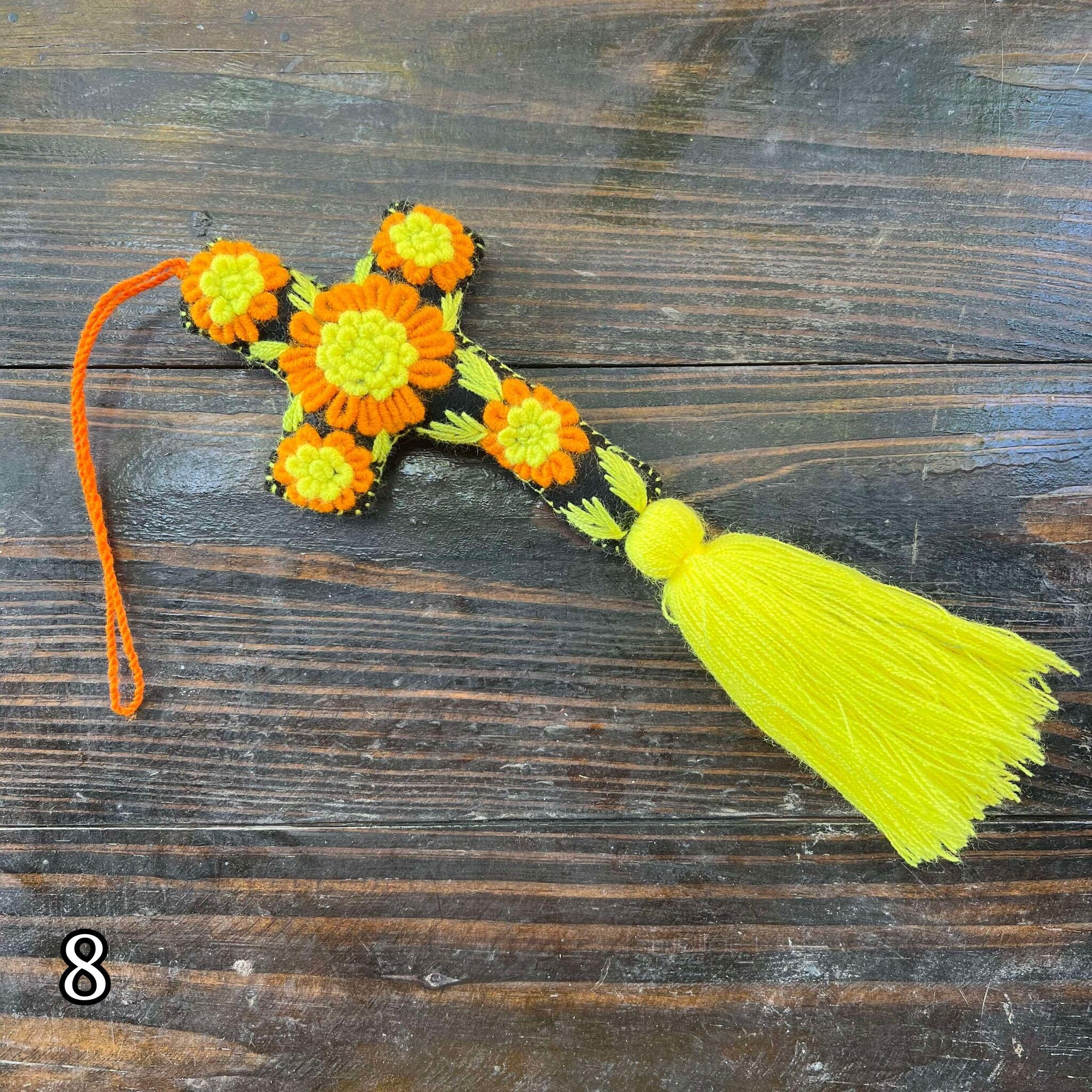 Handmade & Hand-embroidered, Cross keychain or handbag charm