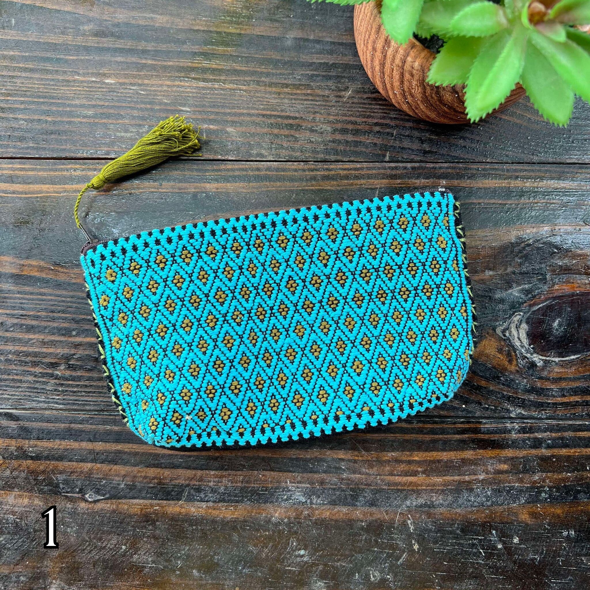 Image of Unique Aztec Design - Artisanal Embroidered Bag - Storage Bag- Clutch Bag