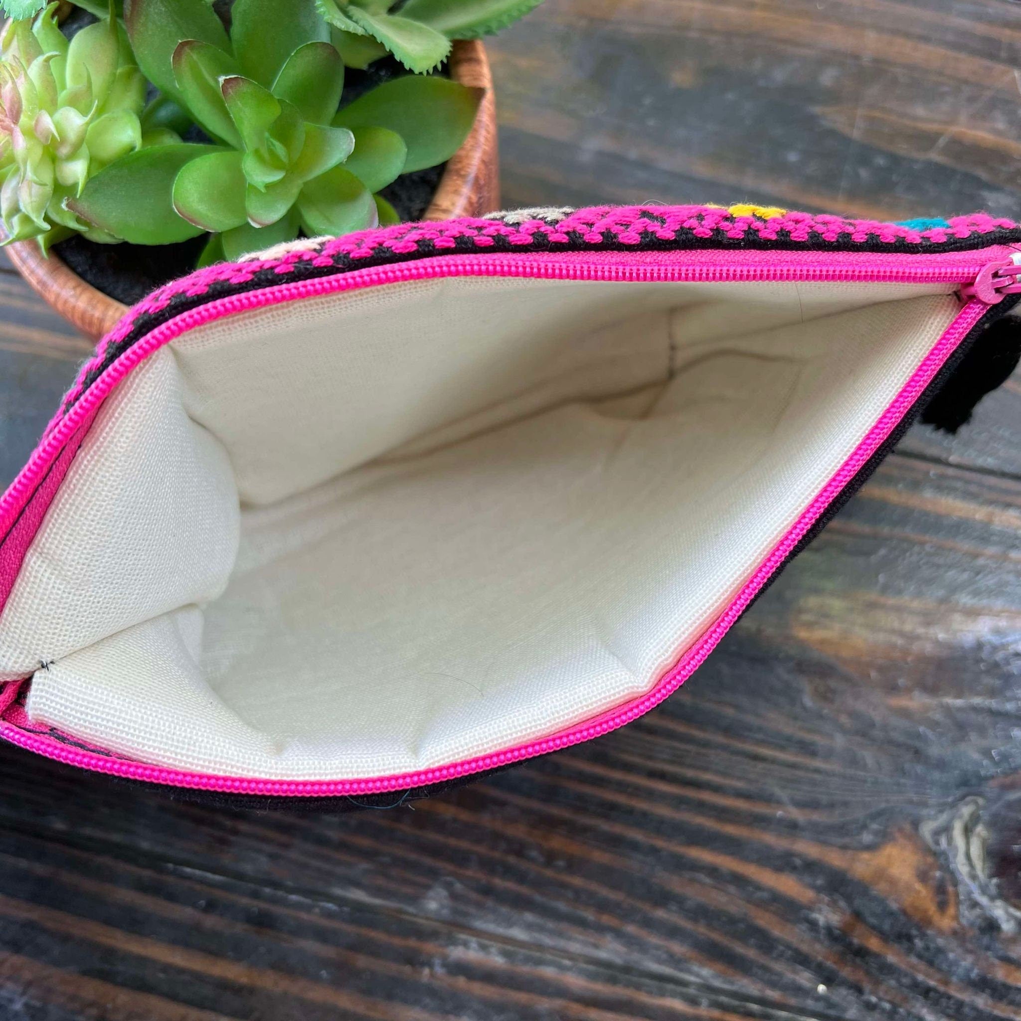 Image of Unique Aztec Design - Artisanal Embroidered Bag - Storage Bag- Clutch Bag