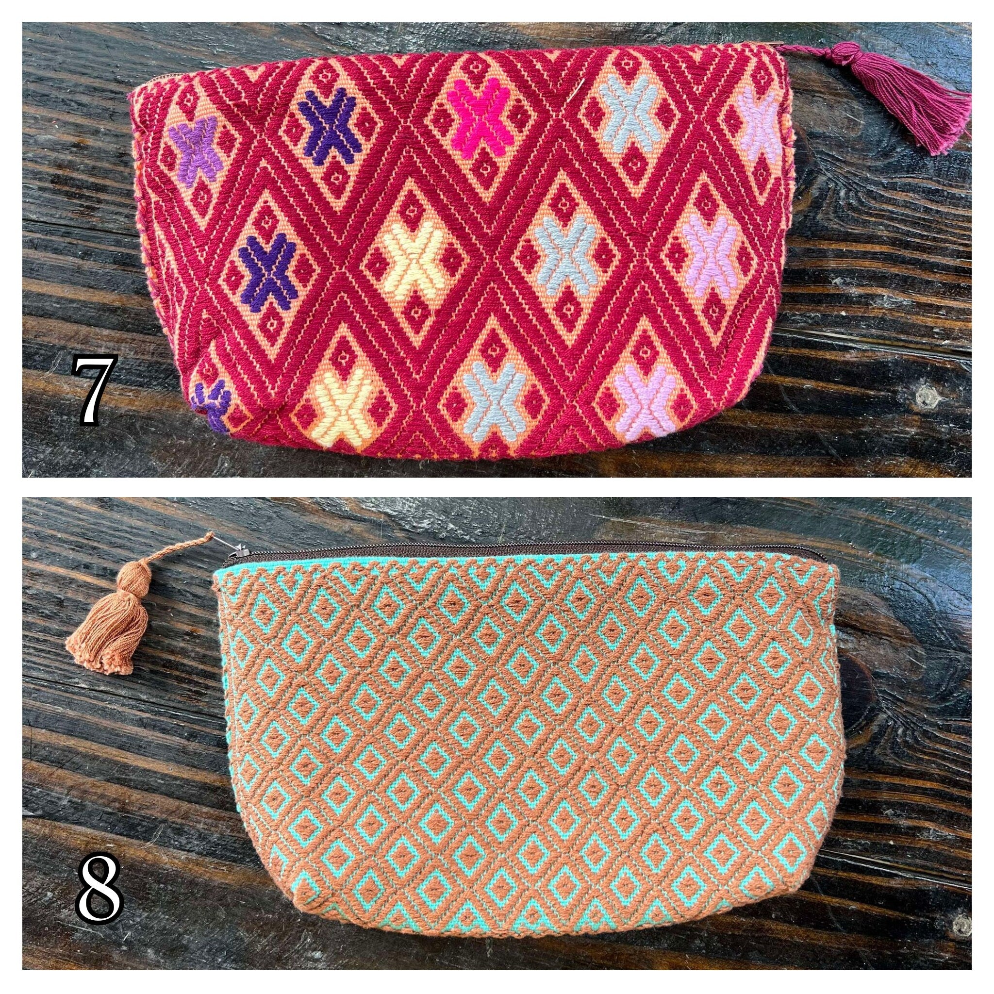Unique Aztec Design - Artisanal Embroidered Bag - Storage Bag- Clutch Bag