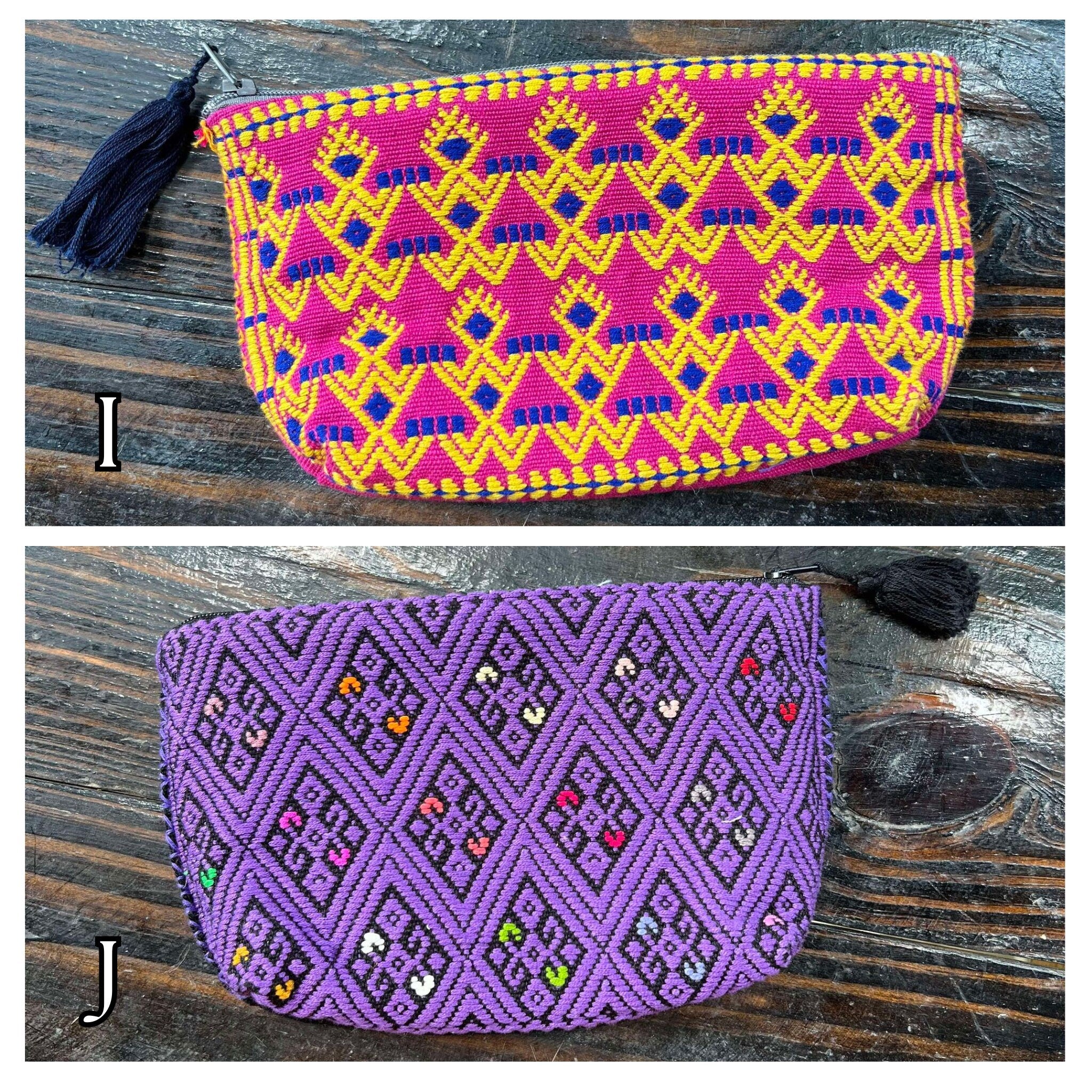 Image of Aztec Inspired Design Artisanal Embroidered Bag - Storage, Clutch, or Organization Bag