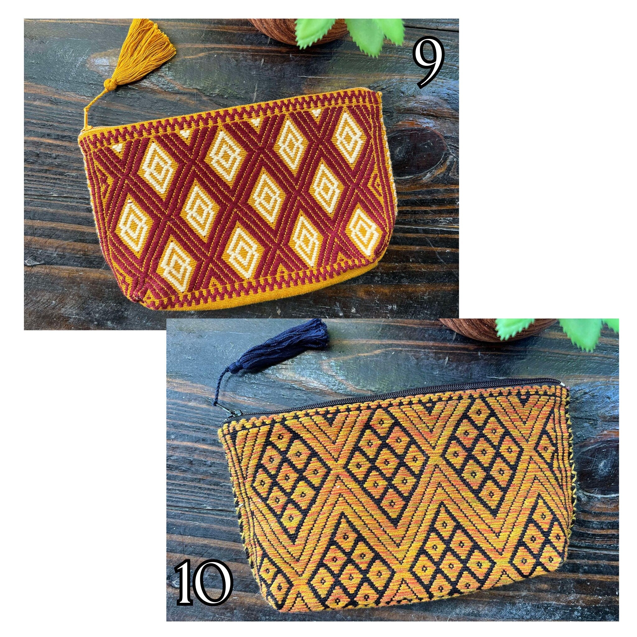Image of Aztec Inspired Design Artisanal Embroidered Bag - Storage, Clutch, or Organization Bag