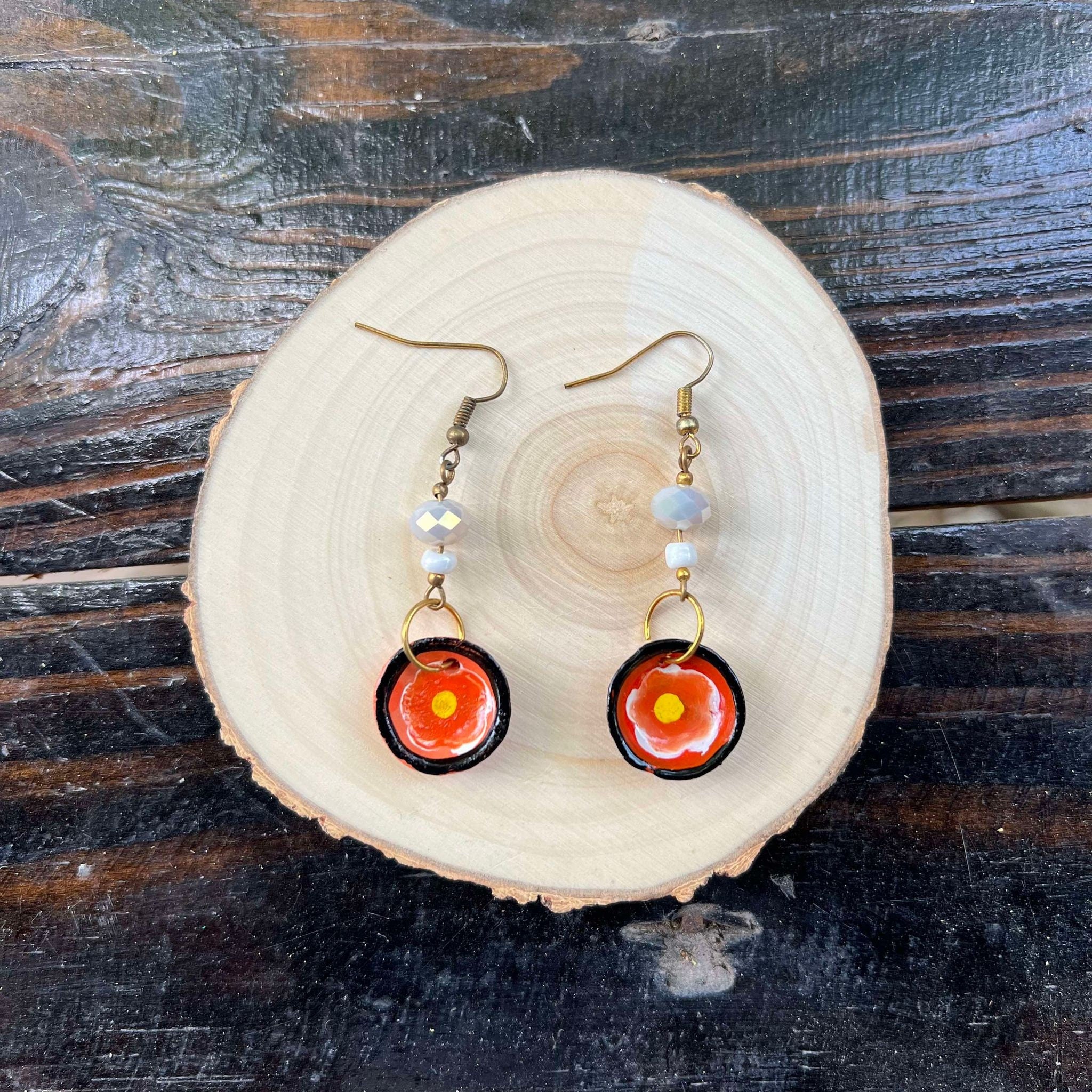 Image of Beautiful Handmade Artisanal Earrings - Mexican Pottery Earrings