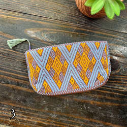 Image of Unique Aztec Design - Artisanal Embroidered Bag - Storage Bag- Clutch Bag