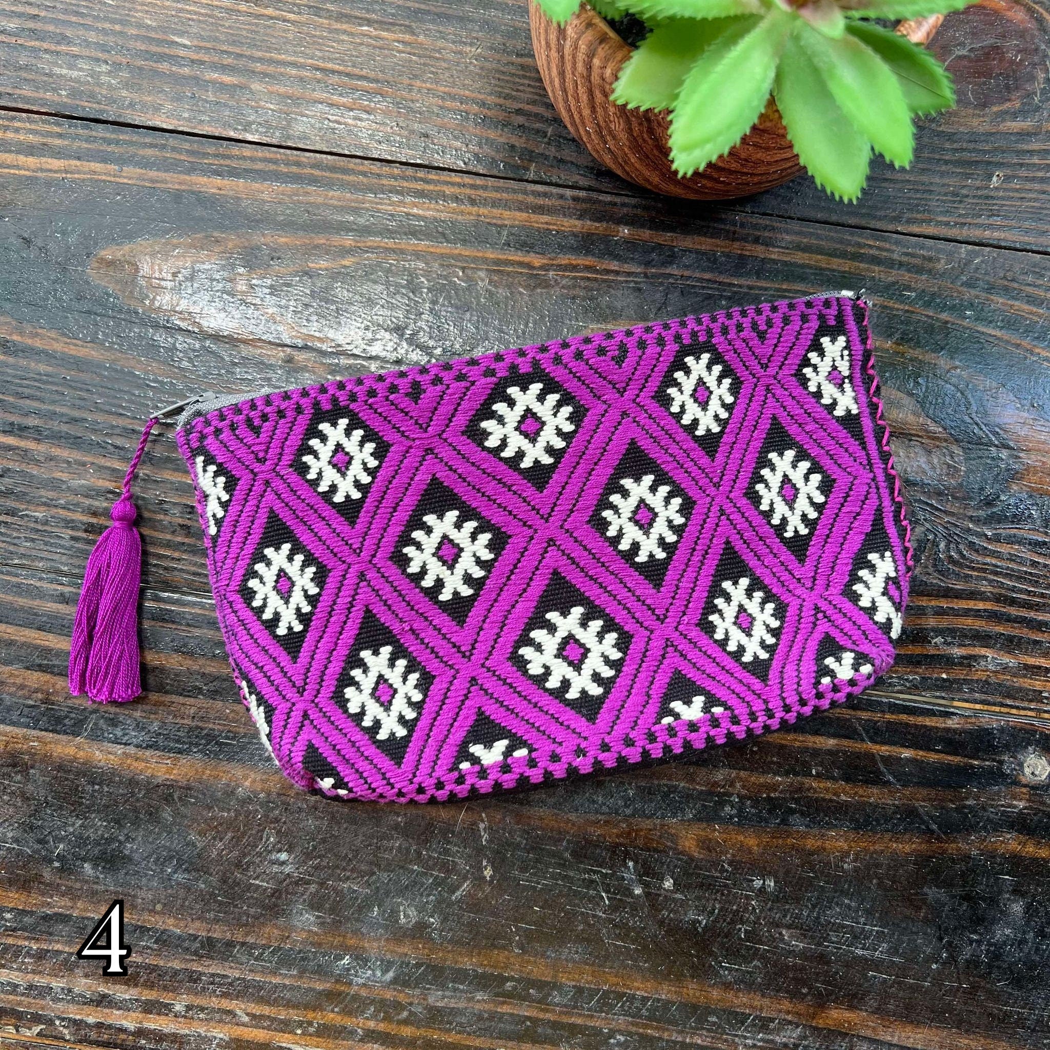 Image of Unique Aztec Design - Artisanal Embroidered Bag - Storage Bag- Clutch Bag