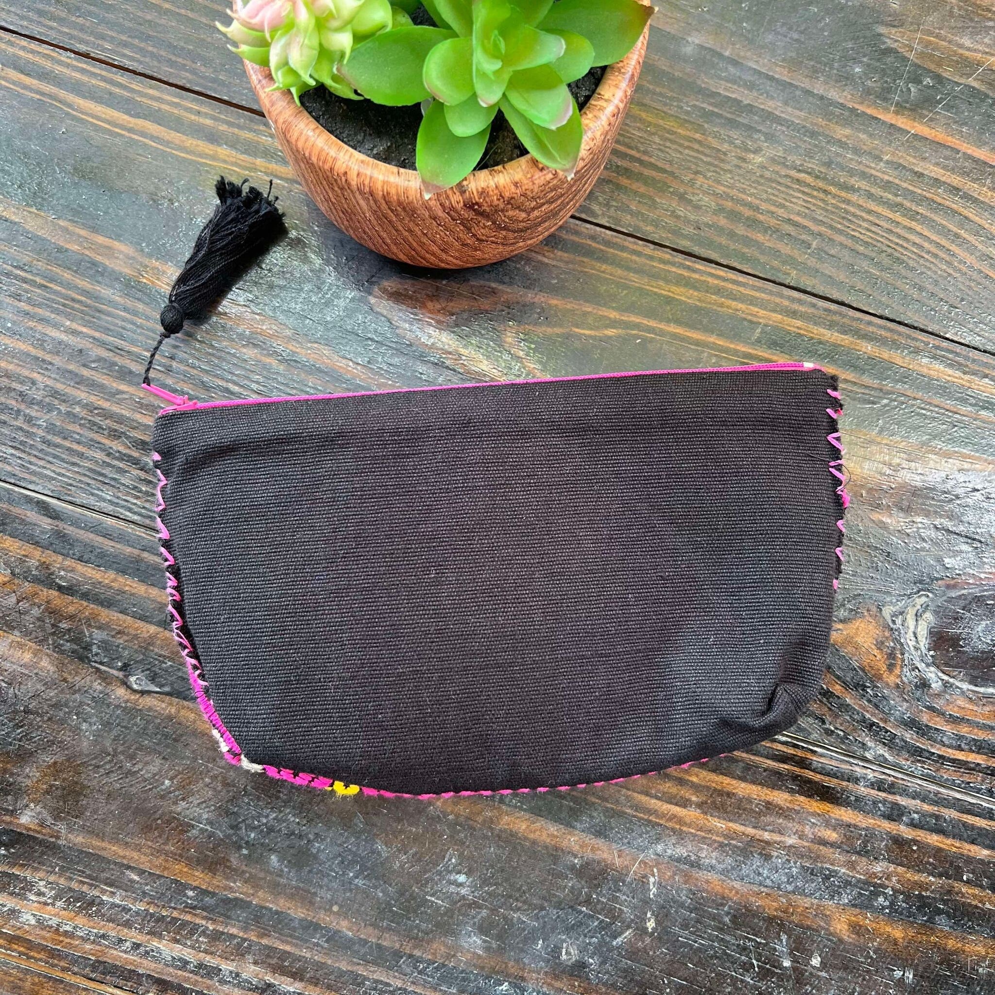 Image of Unique Aztec Design - Artisanal Embroidered Bag - Storage Bag- Clutch Bag