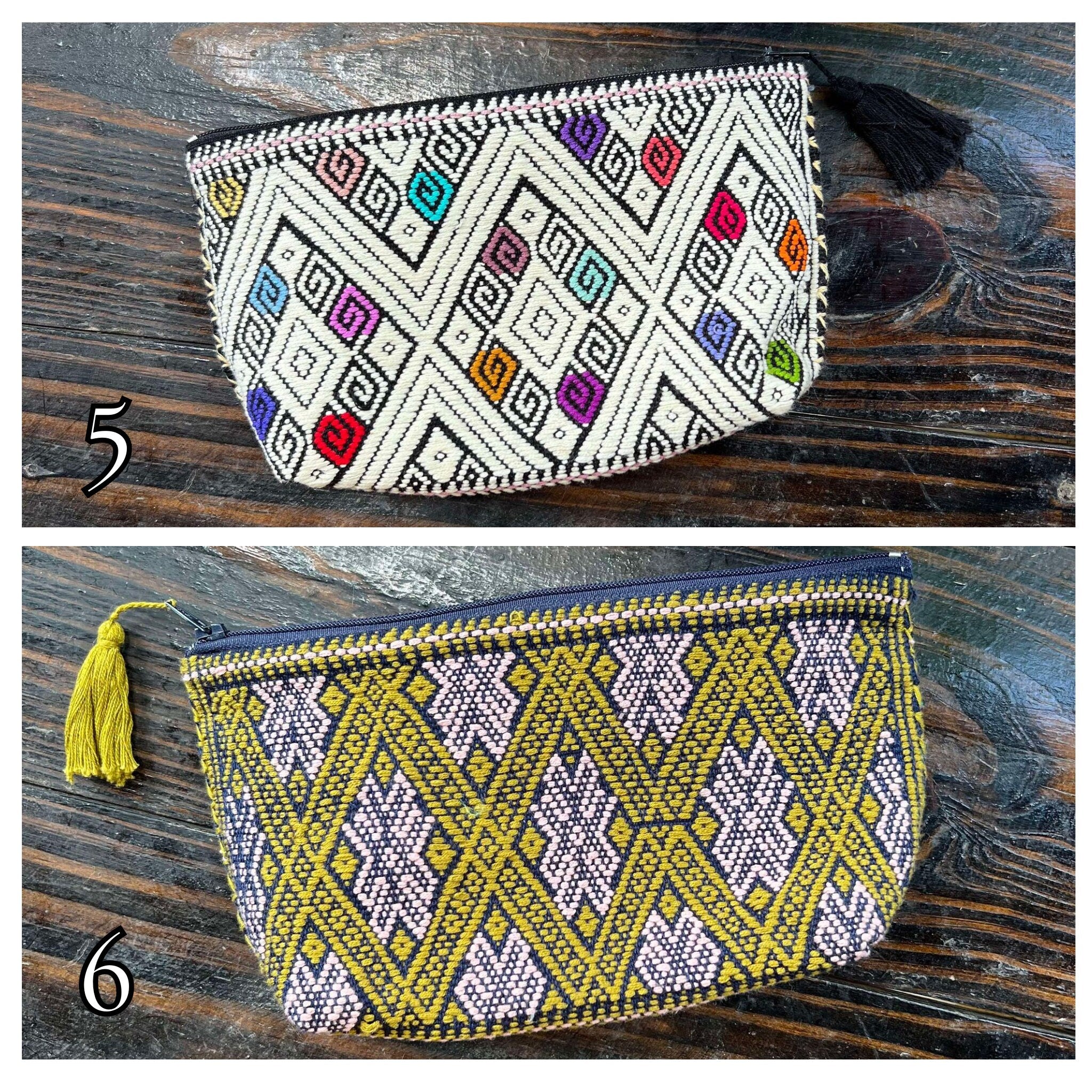 Image of Unique Aztec Design - Artisanal Embroidered Bag - Storage Bag- Clutch Bag