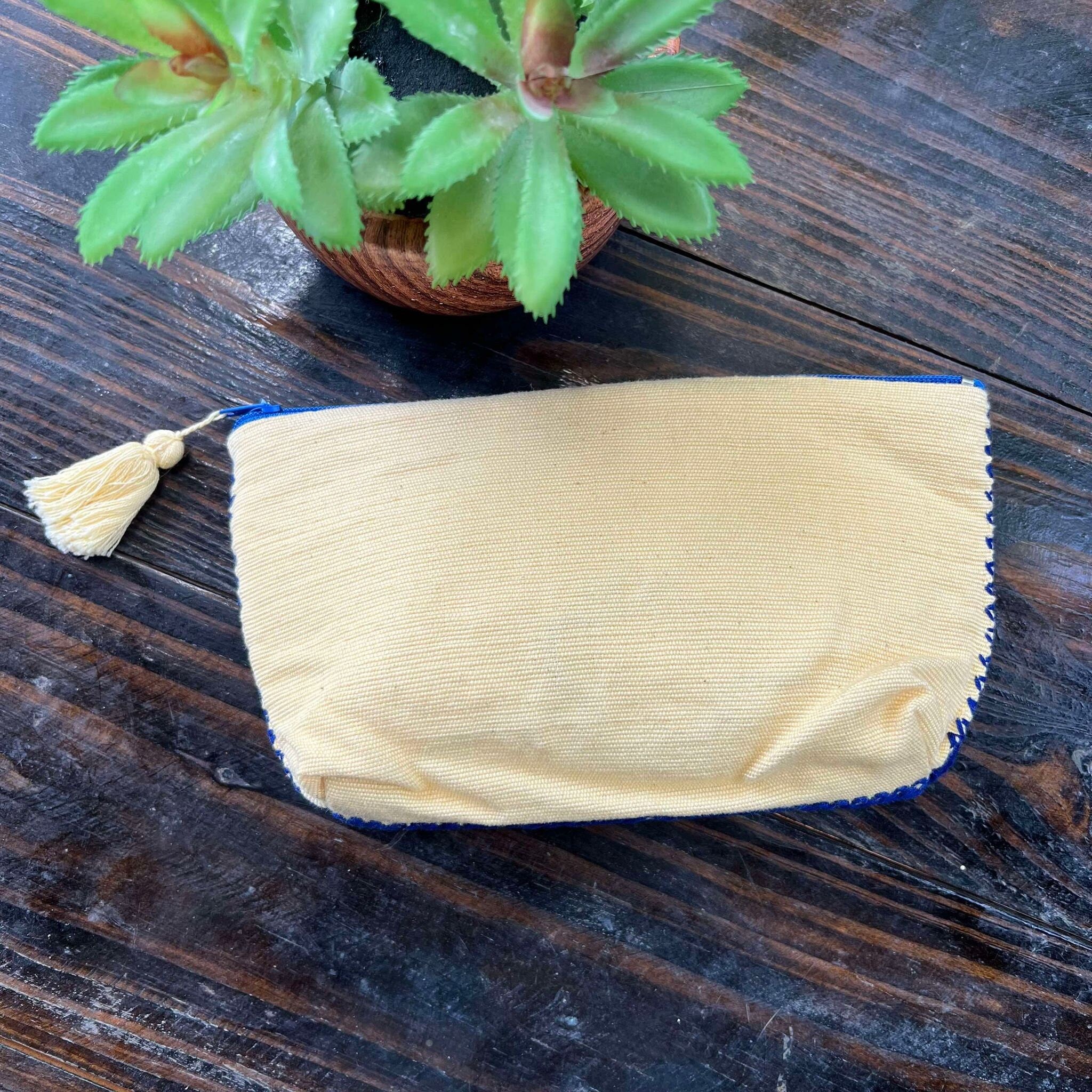 Image of Aztec Inspired Design Artisanal Embroidered Bag - Storage, Clutch, or Organization Bag