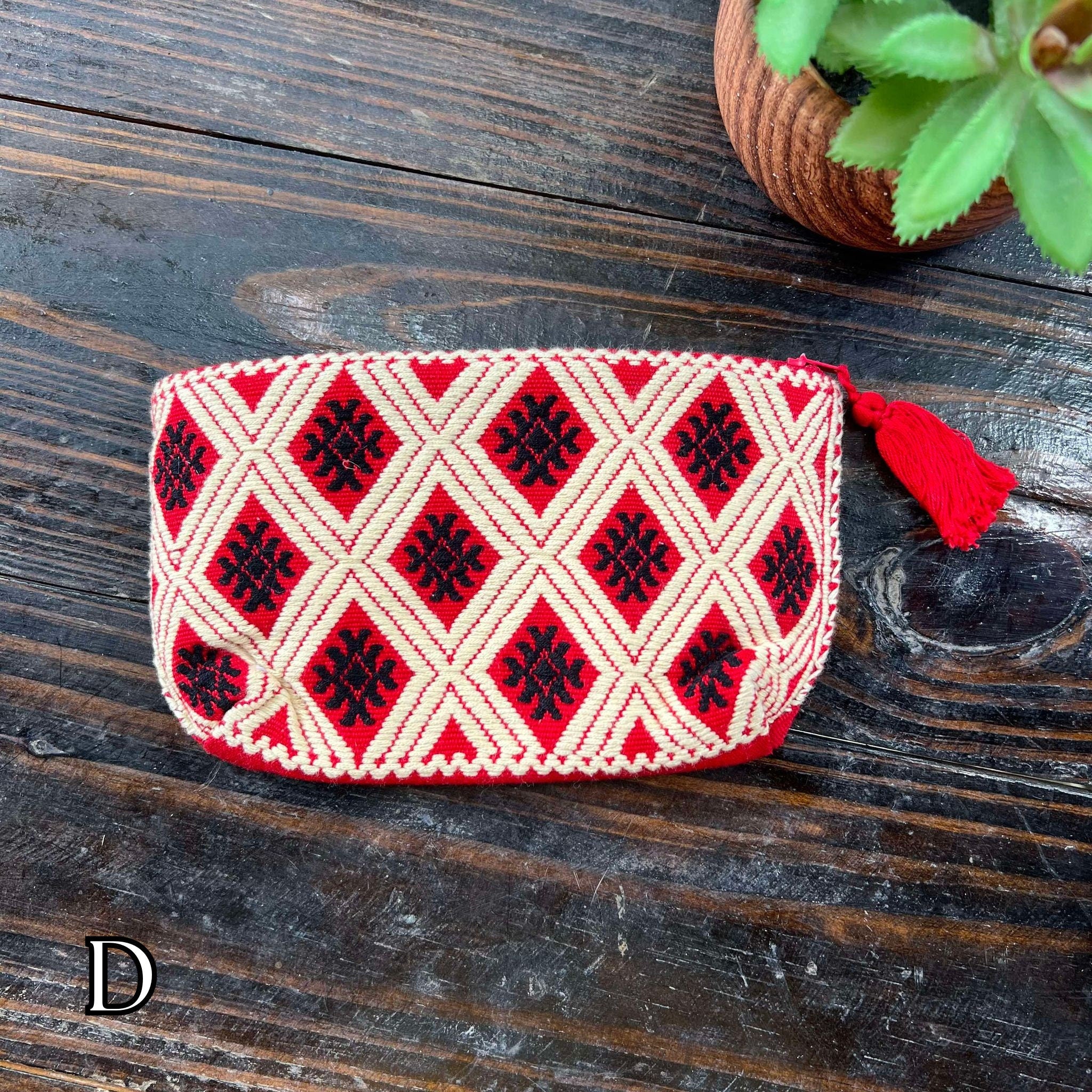 Aztec Inspired Design Artisanal Embroidered Bag - Storage, Clutch, or Organization Bag