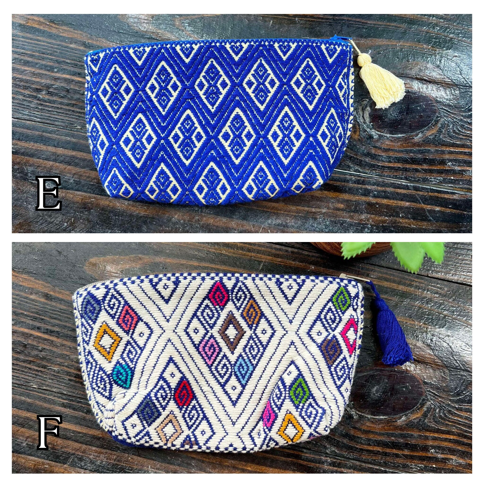 Image of Aztec Inspired Design Artisanal Embroidered Bag - Storage, Clutch, or Organization Bag