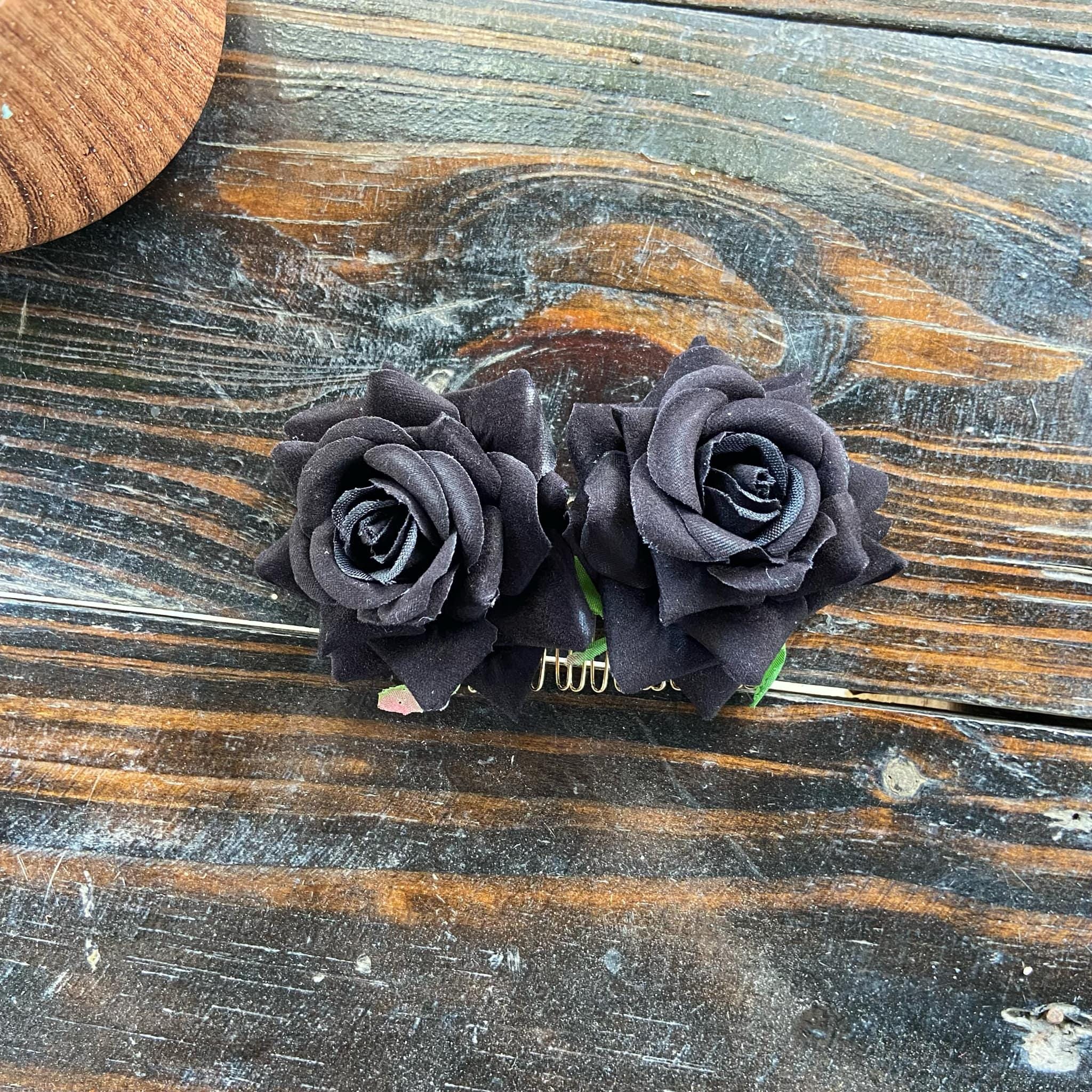 Image of Handwoven Satin Ribbon Flower Hair Comb – Artisanal Fabric Hair Piece