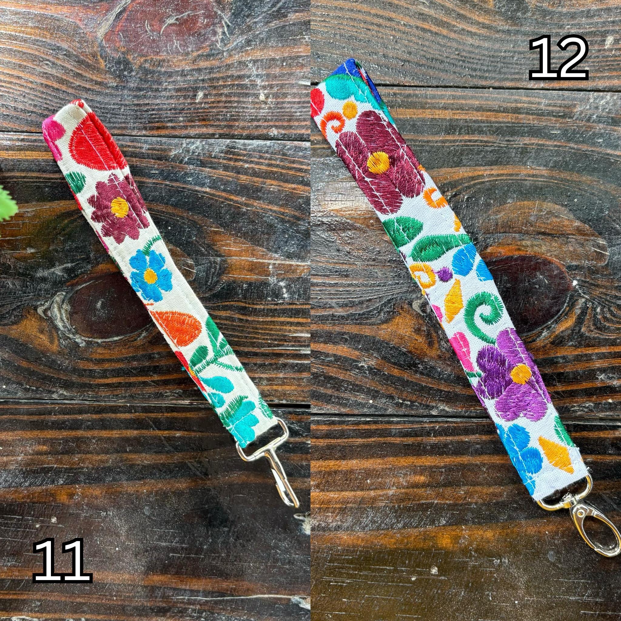 Floral Embroidered Wristlet Lanyard Key/ID Holder - Clip Lanyard Key/ID Holder - Artisanal made
