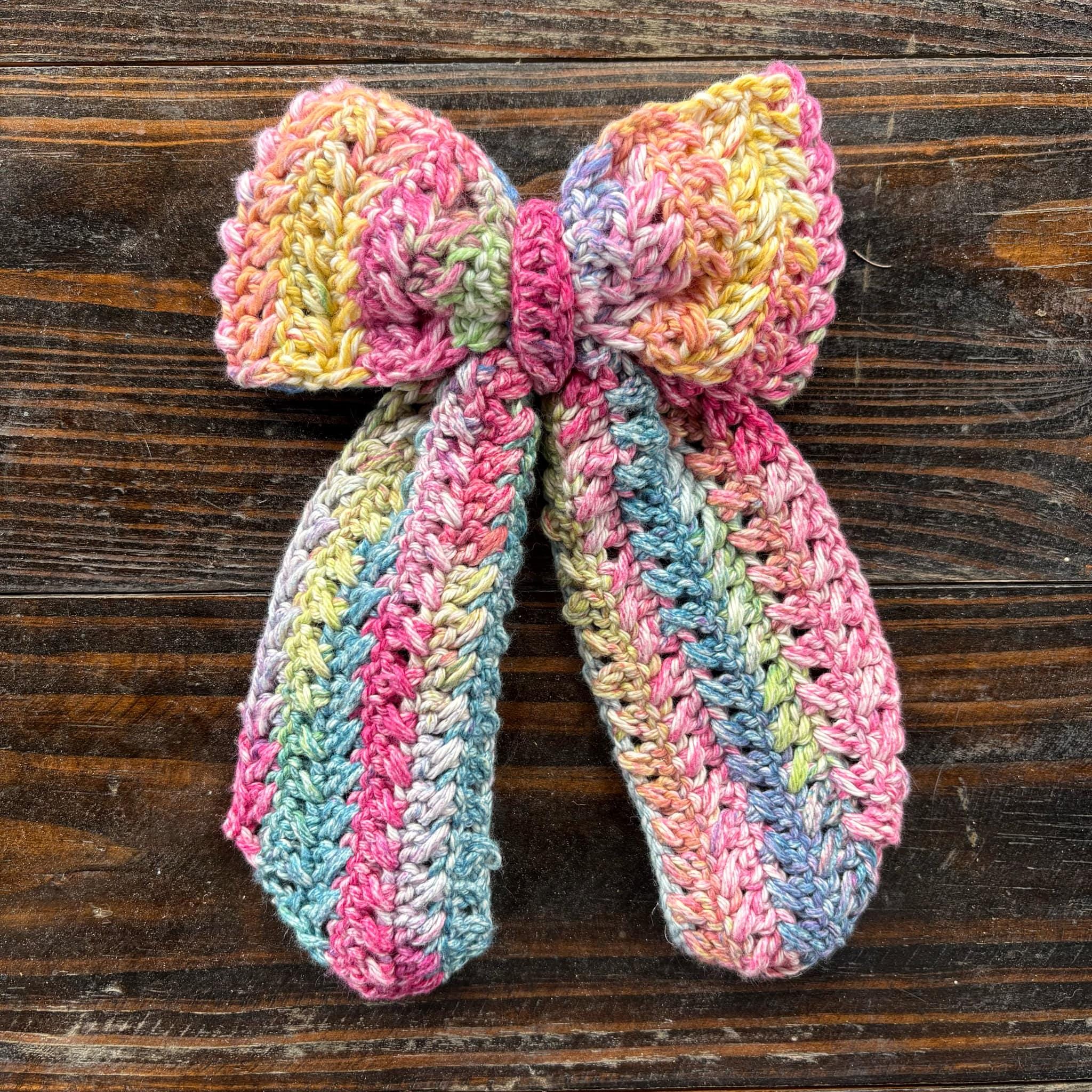Image of Crochet Hair Bow- Hair Bow, Coquette Bow, Coquette Aesthetic, Handmade Hair bow, Knitted hair Bow, Gift Ideas, Hair Clip, Kids Hair Bows